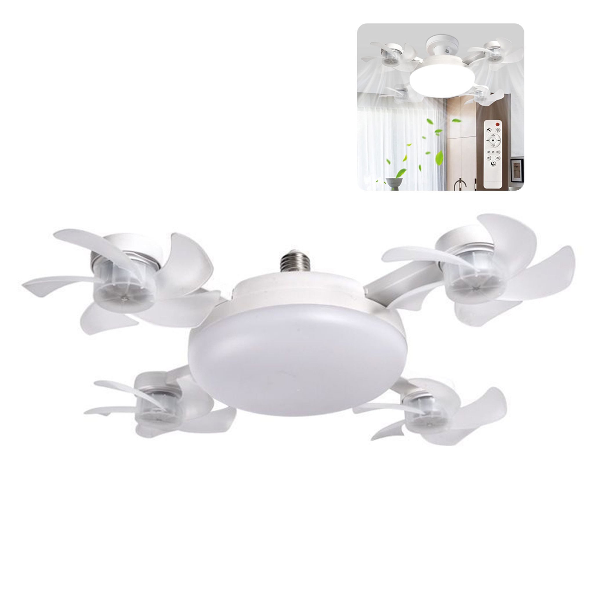 FELIXLEO Außen-Deckenleuchte Deckenventilator mit LED Licht Fernbedienung leise faltbar 60W