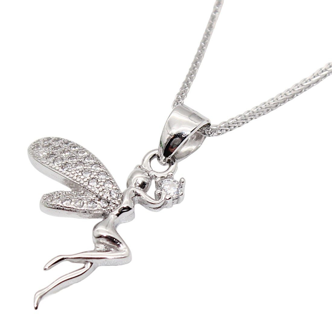 ELLAWIL Silberkette Schutzengel Glücksbringer Kette mit Engelsmotiv Anhänger Halskette (GESCHENKIDEE, Kettenlänge 50 cm, Sterlingsilber 925), inklusive Geschenkschachtel