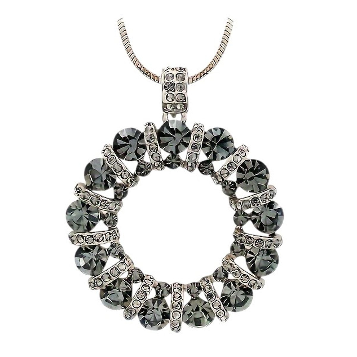 KARMA Lange Kette Pulloverkette Kristalle rund Silber Damen 78 cm (Kristall günstig online kaufen