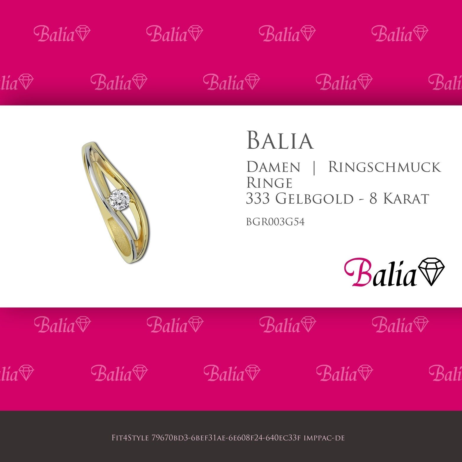 - Ring Balia 333 (17,2), 333 (Fingerring), 54 Gelbgold Balia Gelbgold Karat Goldring Größe Fingerring gold) aus 8 Damen (geschwungen