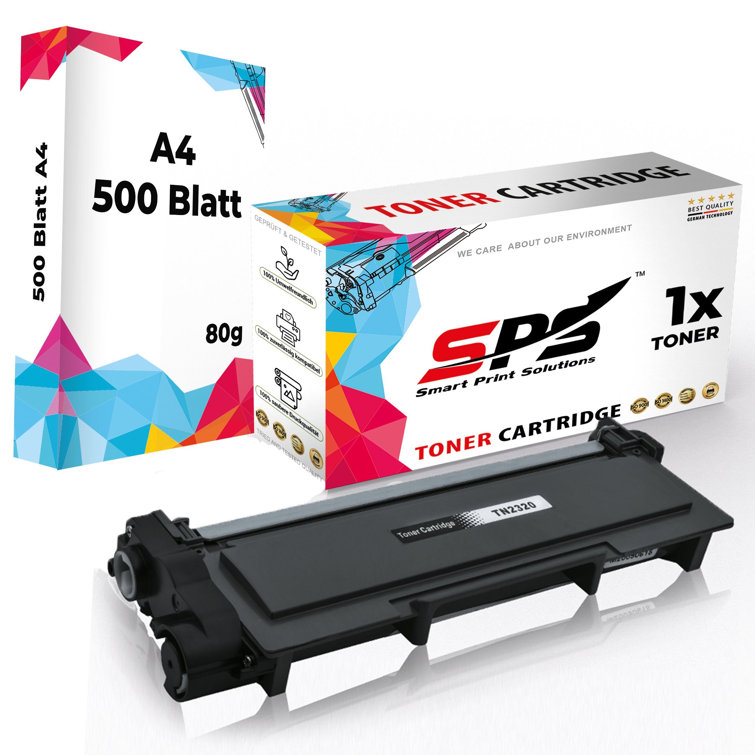 SPS Tonerkartusche Kompatibel für Brother DCP-L2500D TN-2320, (1er Pack + A4 Papier, 1x Toner (1x Schwarz)