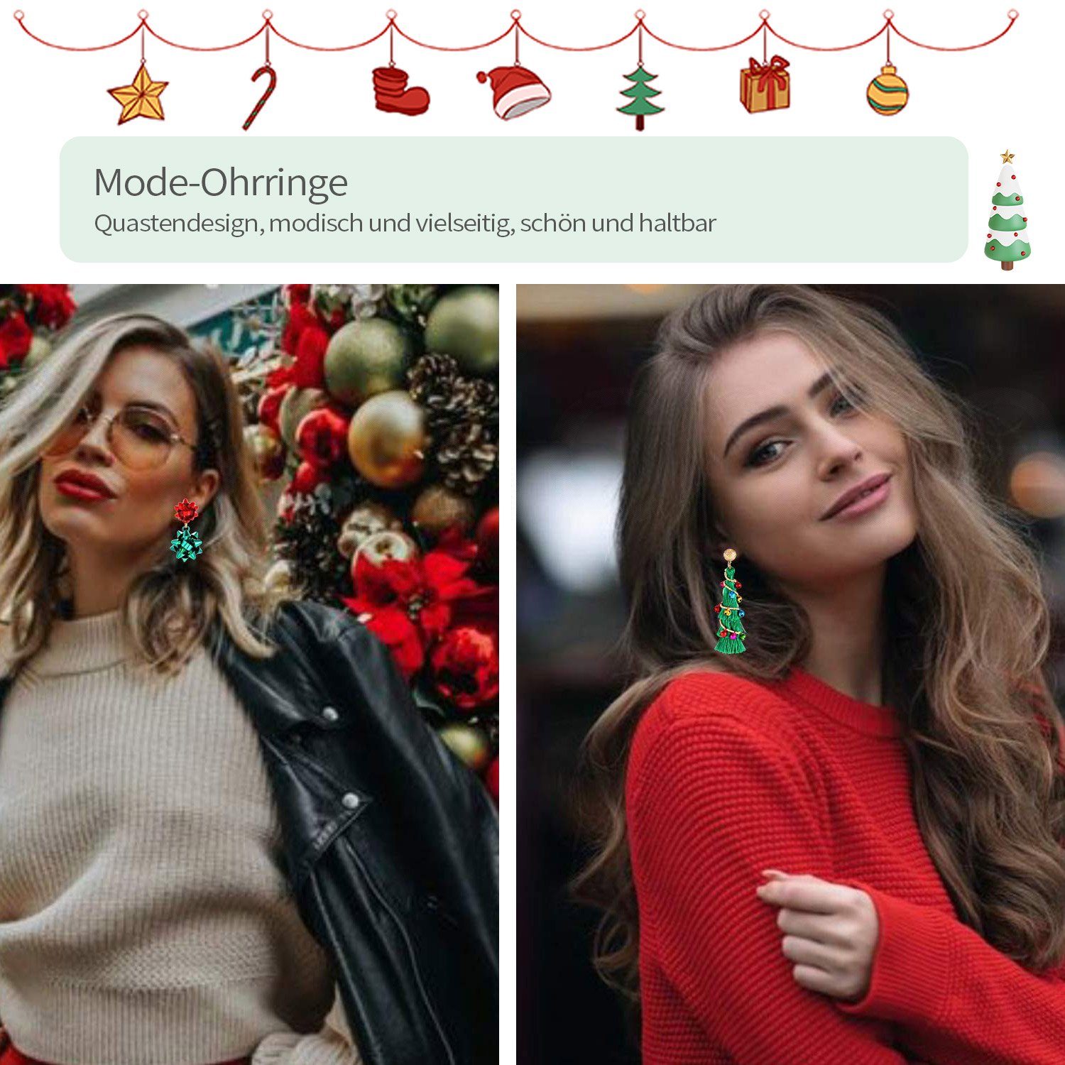 Weihnachten Quaste für Ohrringe B mit MAGICSHE Paar Ohrhänger Damen Geschenk Party (1-tlg)