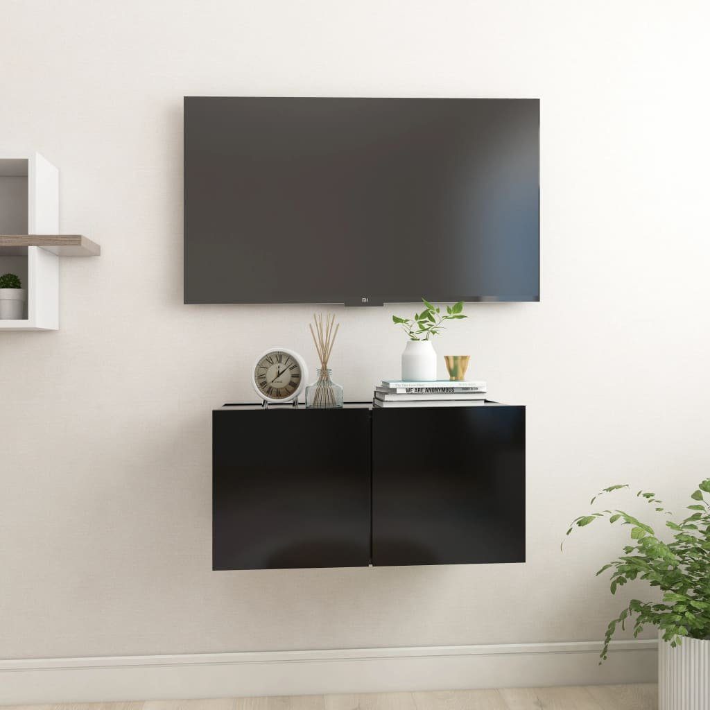 60x30x30 cm TV-Hängeschrank Schwarz furnicato TV-Schrank