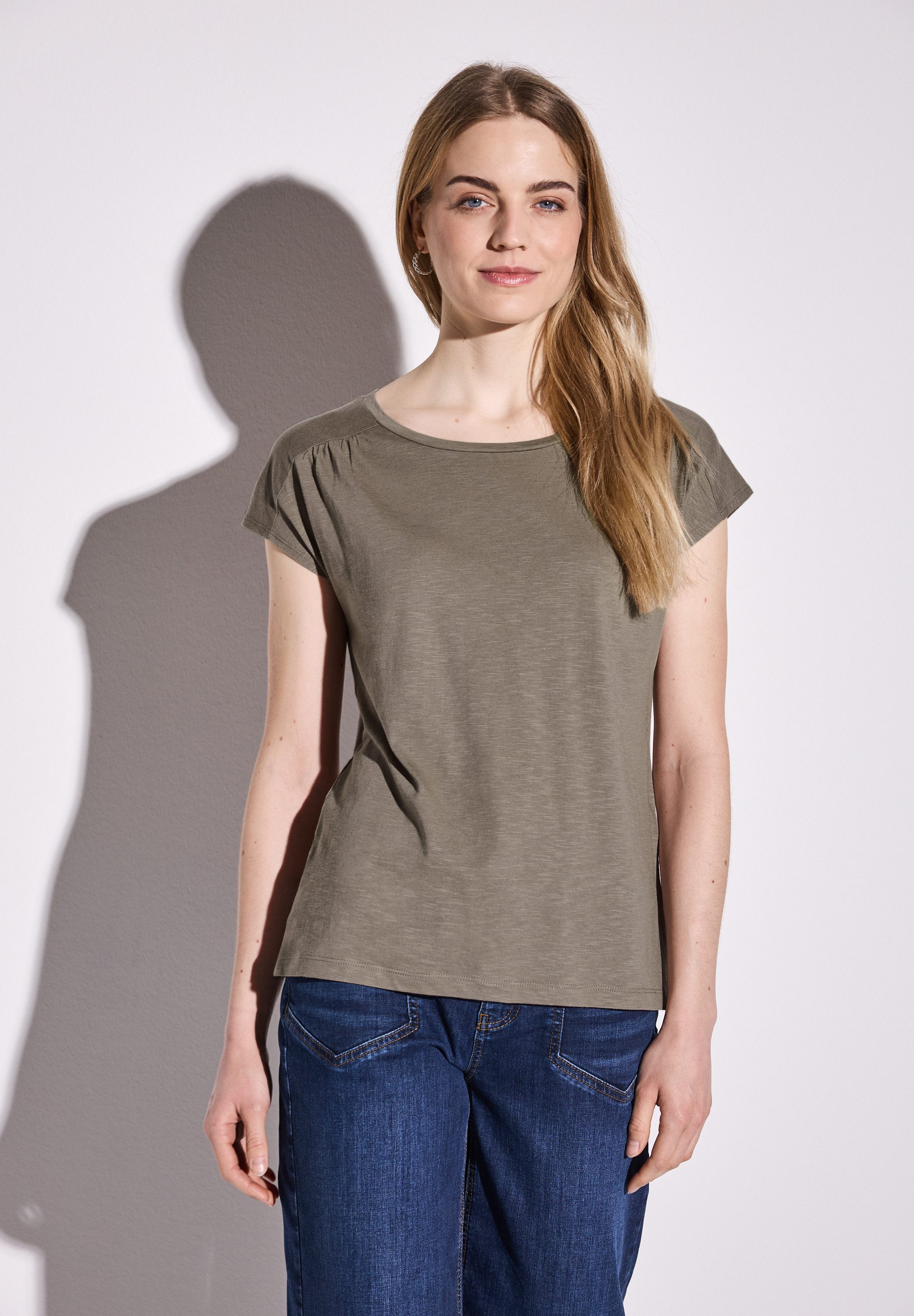 STREET ONE Shirttop mit Raffung an der Schulter
