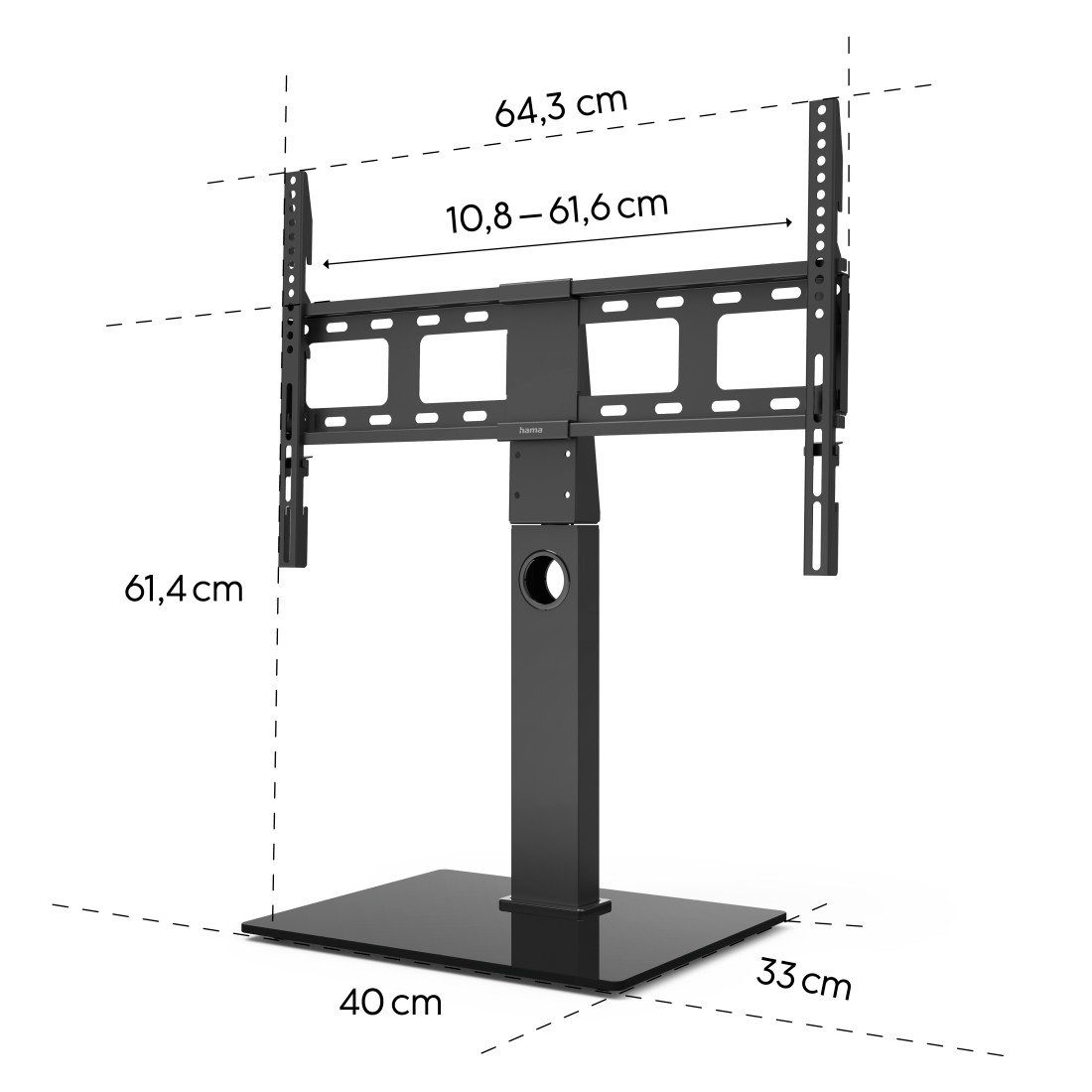 Hama TV-Standfuß TV Standfuß, schwenkbar, höhenverstellbar, 165 cm, 65 Zoll, bis 40 kg, (bis 65 Zoll)