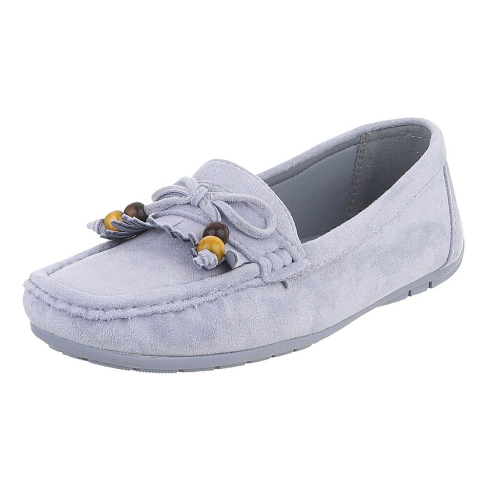Ital-Design Bequemer Slipper mit Schleife für Damen, ideal für Freizeit Slipper (91554456) Flach Mokassins in Hellblau