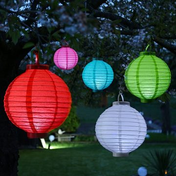 MARELIDA LED Lampion LED Solar Lampion 20cm Party Balkon Terrasse Garten Laterne pink, LED Classic, kaltweiss (5300K bis 6000K)