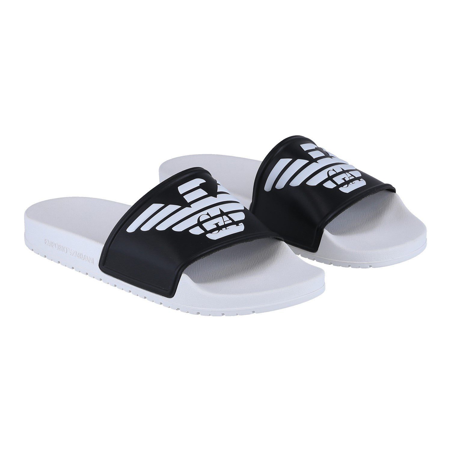 Emporio Armani Sliders weiss/schwarz Herren Badeschuh günstig online kaufen