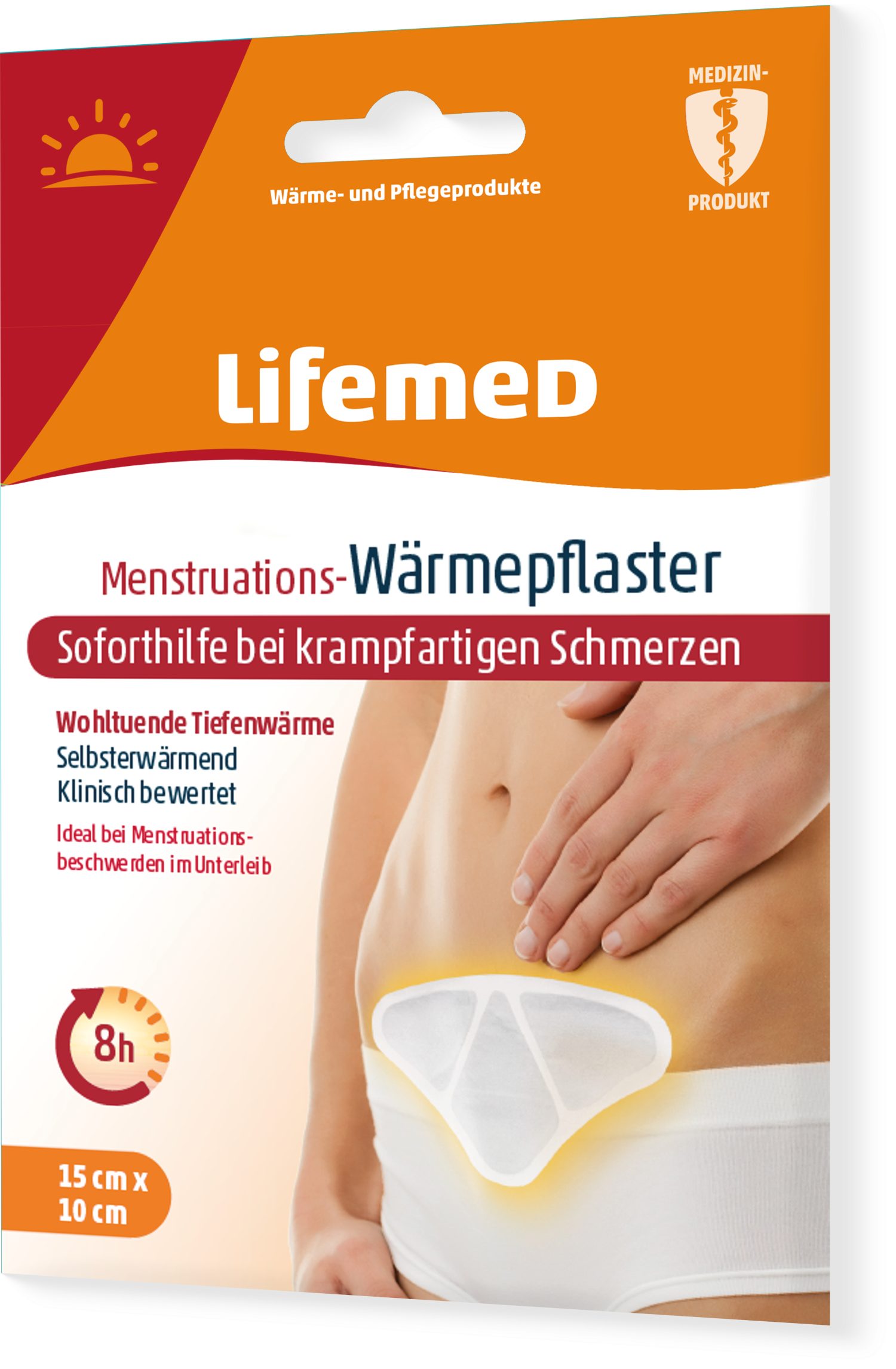 LifeMed Wärmepflaster Menstruations-Wärmepflaster 15 cm x 10 cm gegen krampfartige Schmerzen (1 St)