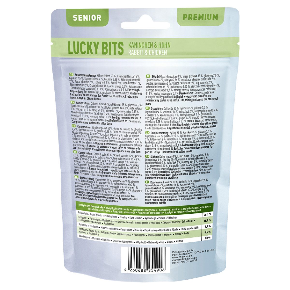 Chewies LUCKY BITS Kaninchen & Huhn Senior 80 g, für: Hund