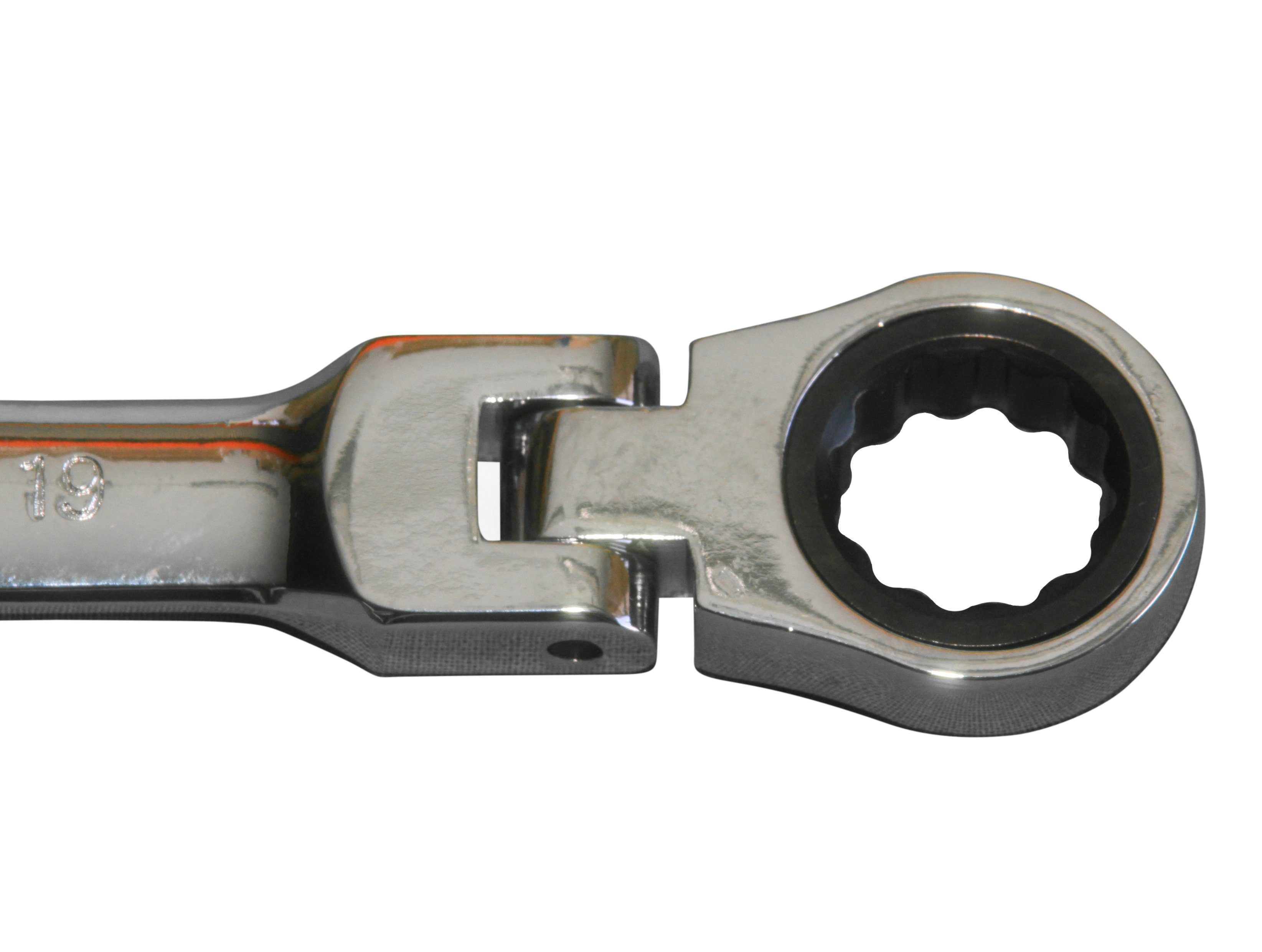 PeTools Ratschenringschlüssel 12-tlg Gelenk-Ratschen-Schlüssel Maul-Schlüssel 72 Zähne 8-19 mm 5° (12 St), hrom-Vanadium-Stahl