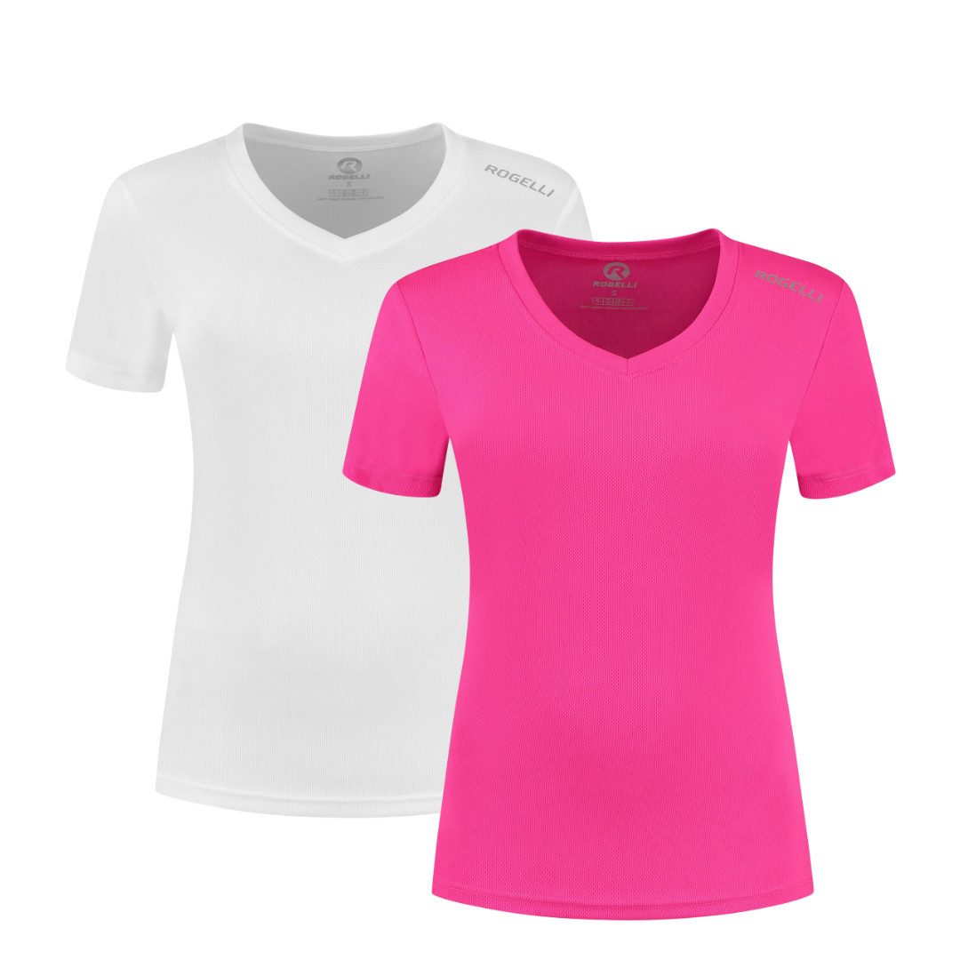 Rogelli Funktionsshirt Laufshirt Damen Atmungsaktives Kurzarmshirt 2er-Pack