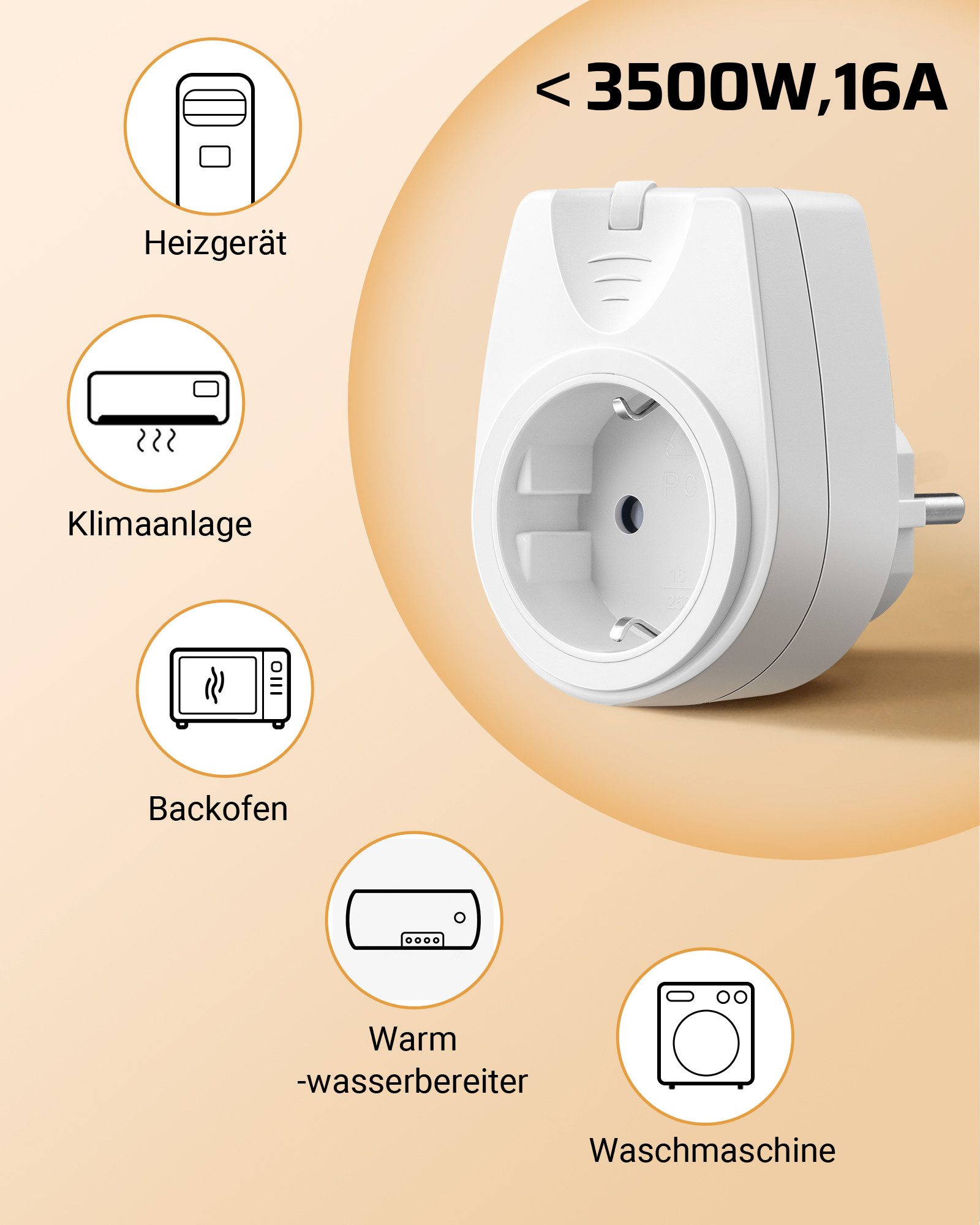 DEWENWILS Funksteckdose mit Fernbedienung, max. 3500 W, 2-St., 50M Reichweiter, Erweiterbarer Lichtschalter