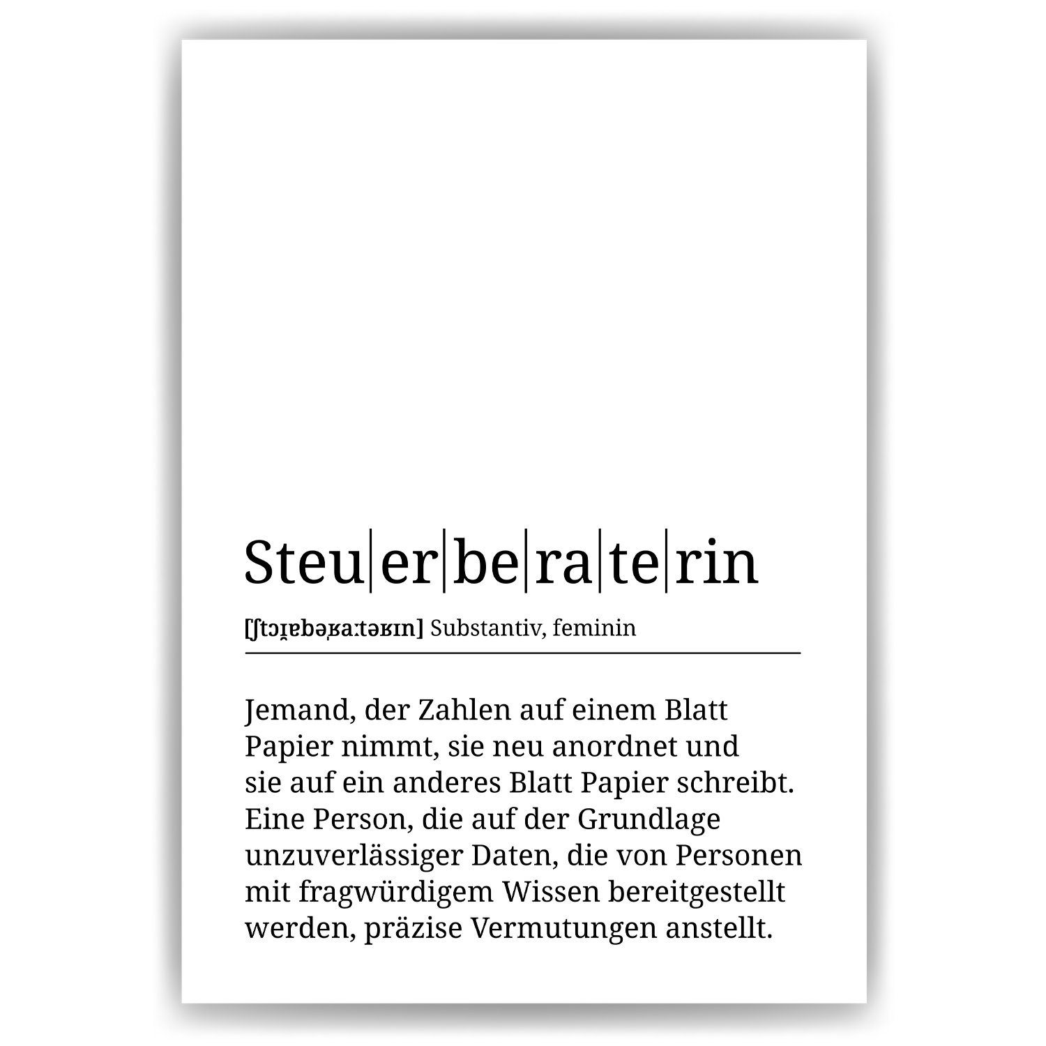 Tigerlino Poster Steuerberaterin Definition Wandbild Mitarbeiterin Geschenk