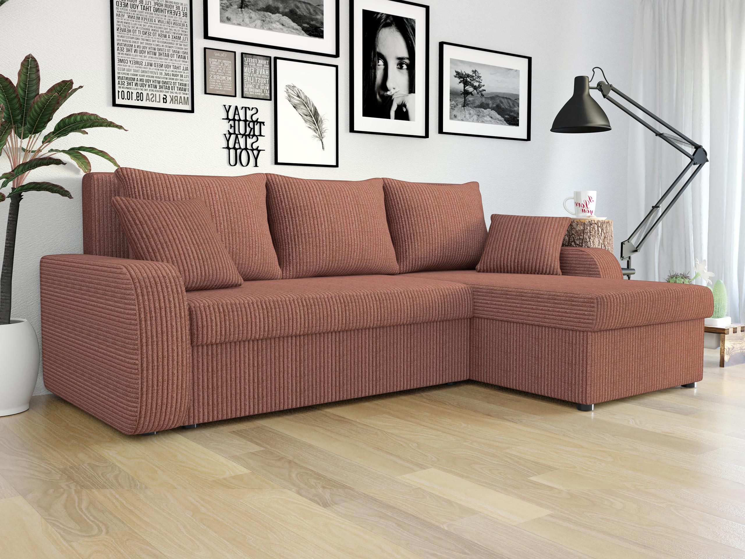 MIRJAN24 Ecksofa Kris Cord, mit Schlaffunktion und zwei Bettkasten, L-Form mit Kissen-Set, L: 238 cm