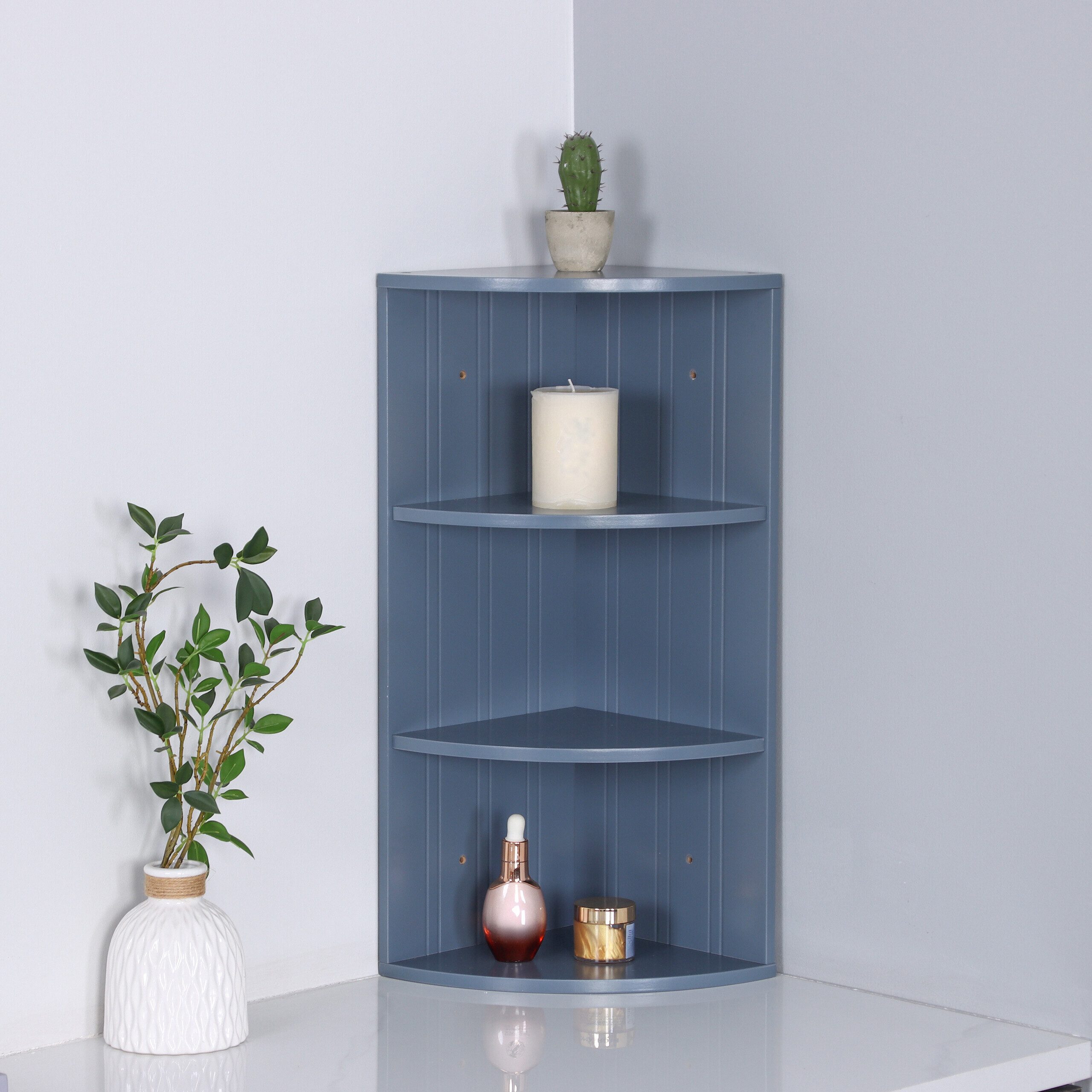 relaxdays Eckregal mit 3 Ablage, grau günstig online kaufen