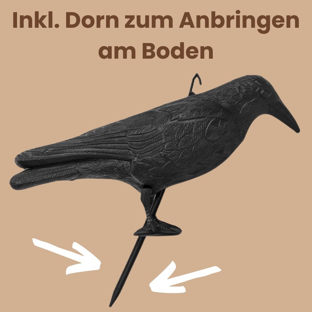 GarPet Vogel-Schreck Taubenabwehr Vogelabwehr Schwarzer Rabe Attrappe Taubenschreck Balkon – Bild 4 von 5