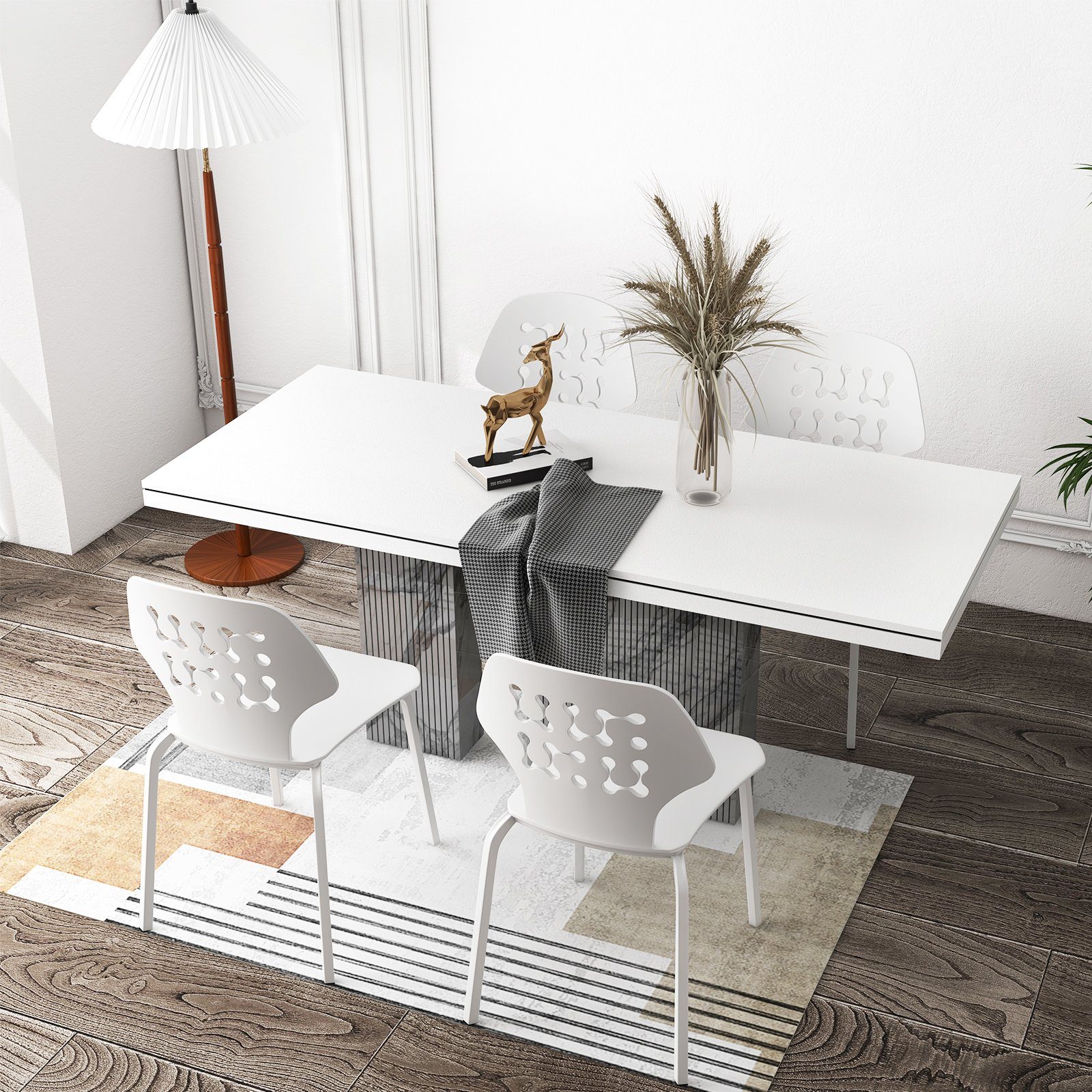 COSTWAY Esszimmerstuhl (4 St), mit durchbrochenem Rückenlehne, bis 150kg