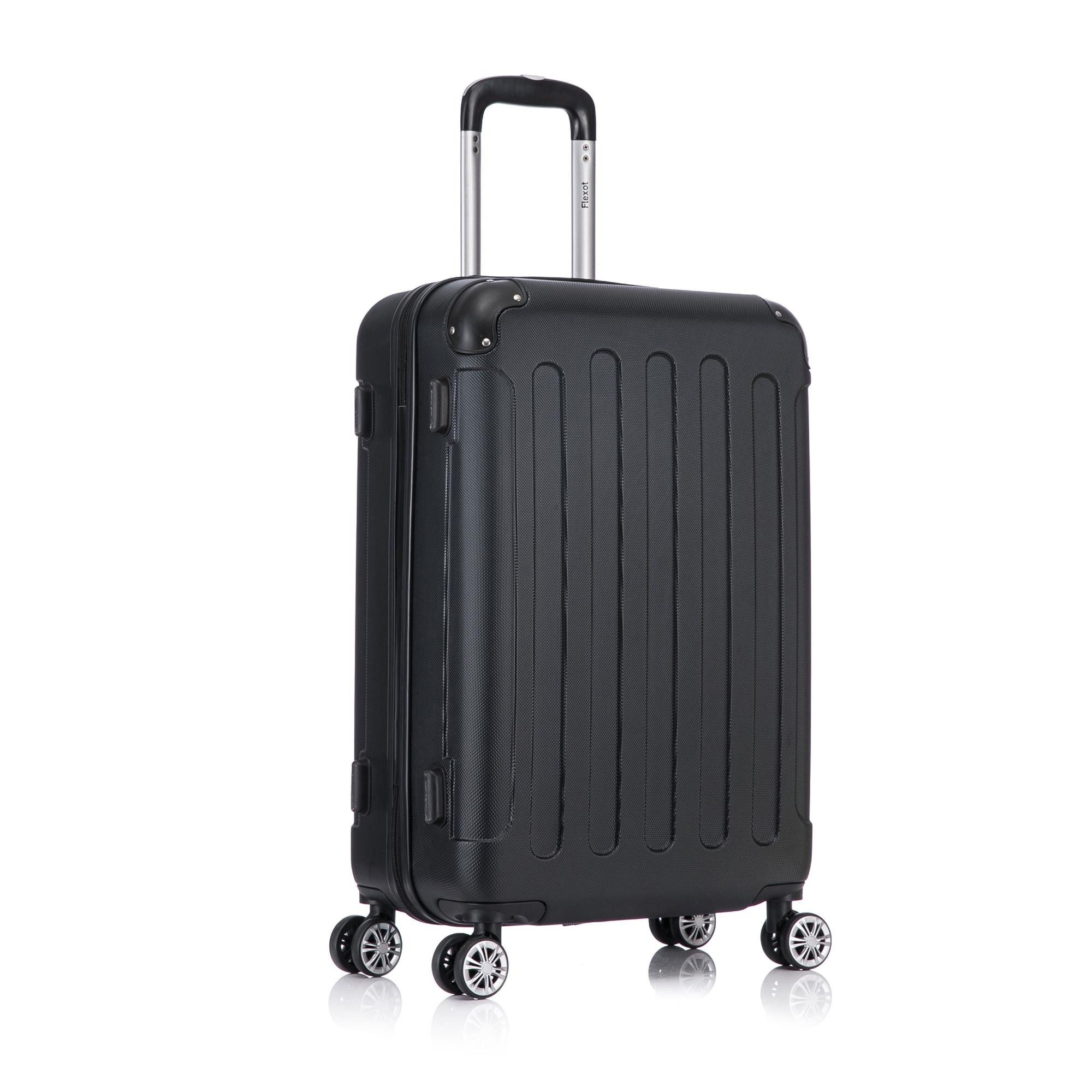 Flexot Hartschalen-Trolley F-2045 Kofferset, 360° Rollen, robuster Reisekoffer, Bordcase, 4 Rollen, Robuster und moderner Koffer mit vier 360° Rollen und Zahlenschloss