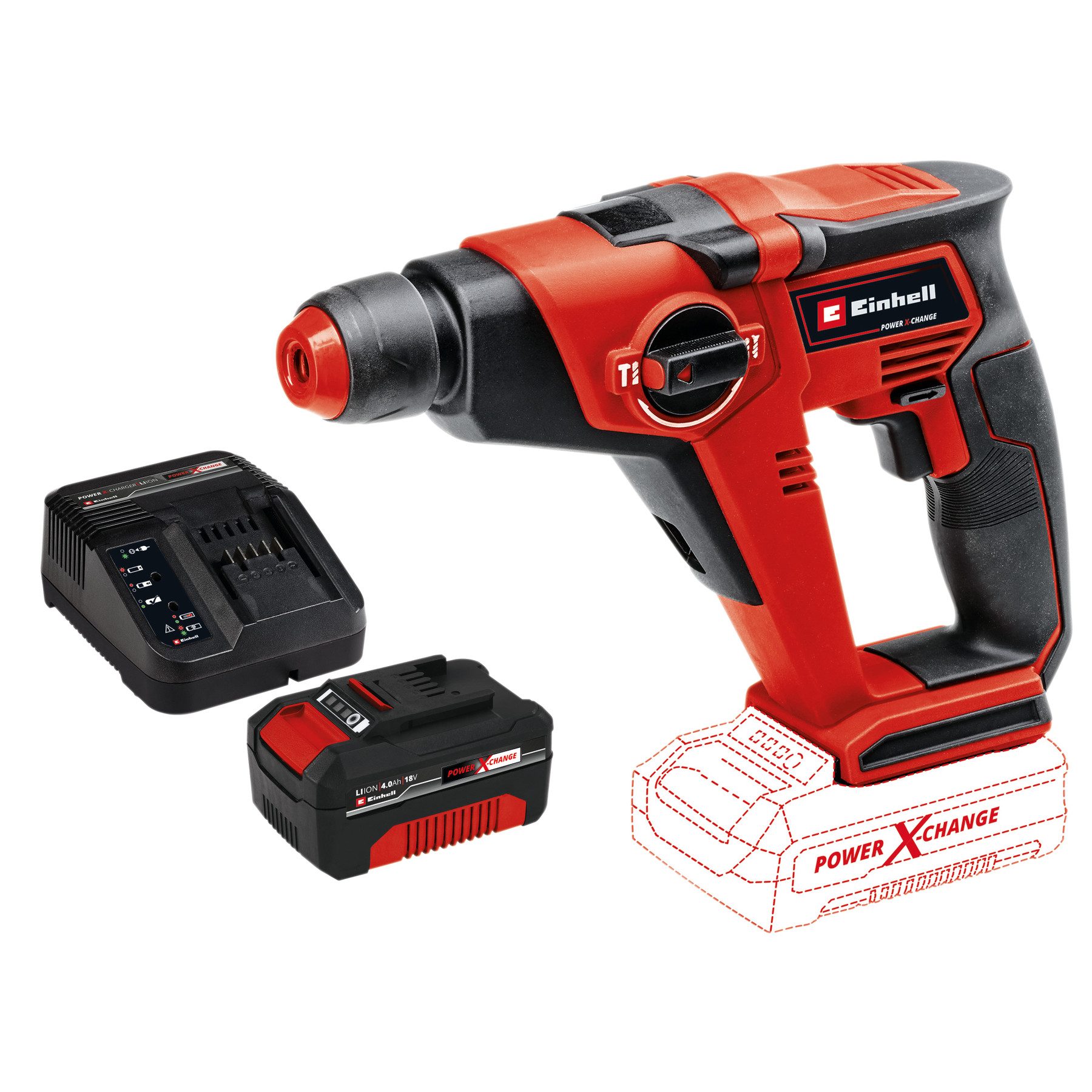Einhell Akku-Bohrhammer EINHELL Akku-Bohrhammer TE-HD 18/12 Li Kit (1x 4,0 Ah)
