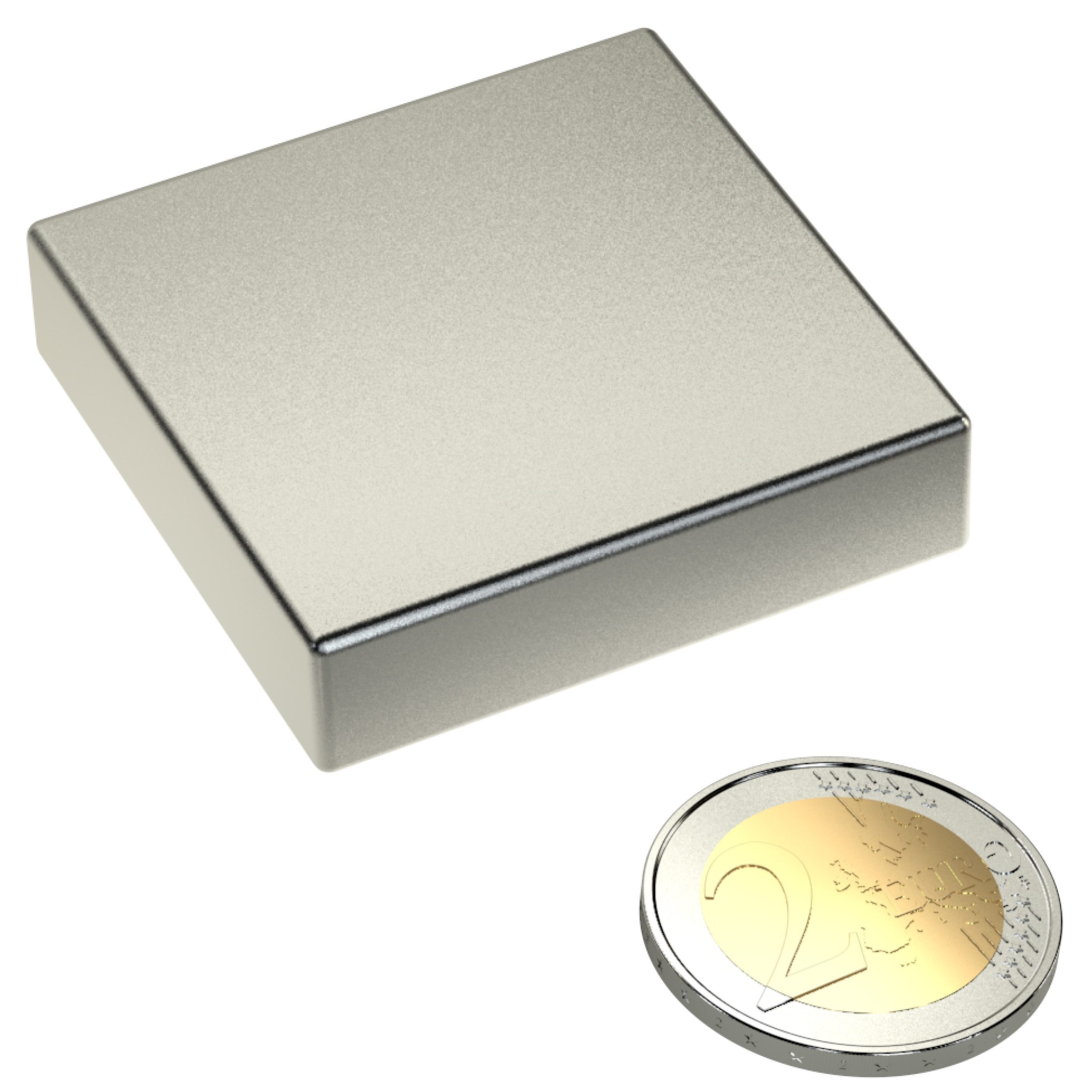 RICOO Magnet Neodym Magnet Extra Starke NEODYMMAGNET (1-St., 40x40x10 mm N45 quader Haftkraft bis 120Kg), Quadermagnet sehr starker Quader Breite x Tiefe x Höhe – Bild 4 von 5