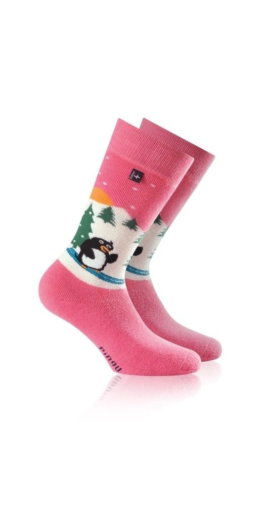 Rohner Socks Skisocken Pinguin (Wollmischgewebe, hoher Tragekomfort) pink Kinder