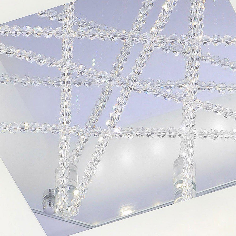verbaut, fest Deckenleuchte, LED-Leuchtmittel 16 4-flammig Watt Kristall LED Decken Esszimmer Glas Leuchte Warmweiß, etc-shop LED Strahler