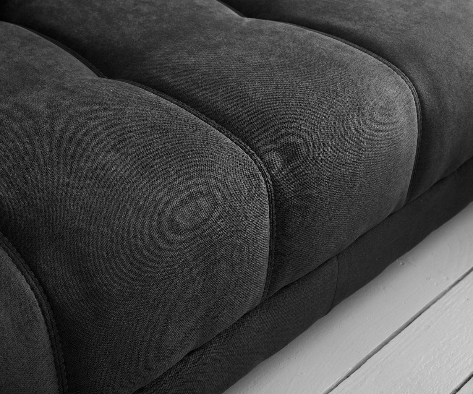 DELIFE Ecksofa Josea, Mikrofaser Schwarz 300x220 cm Recamiere rechts Ecksofa