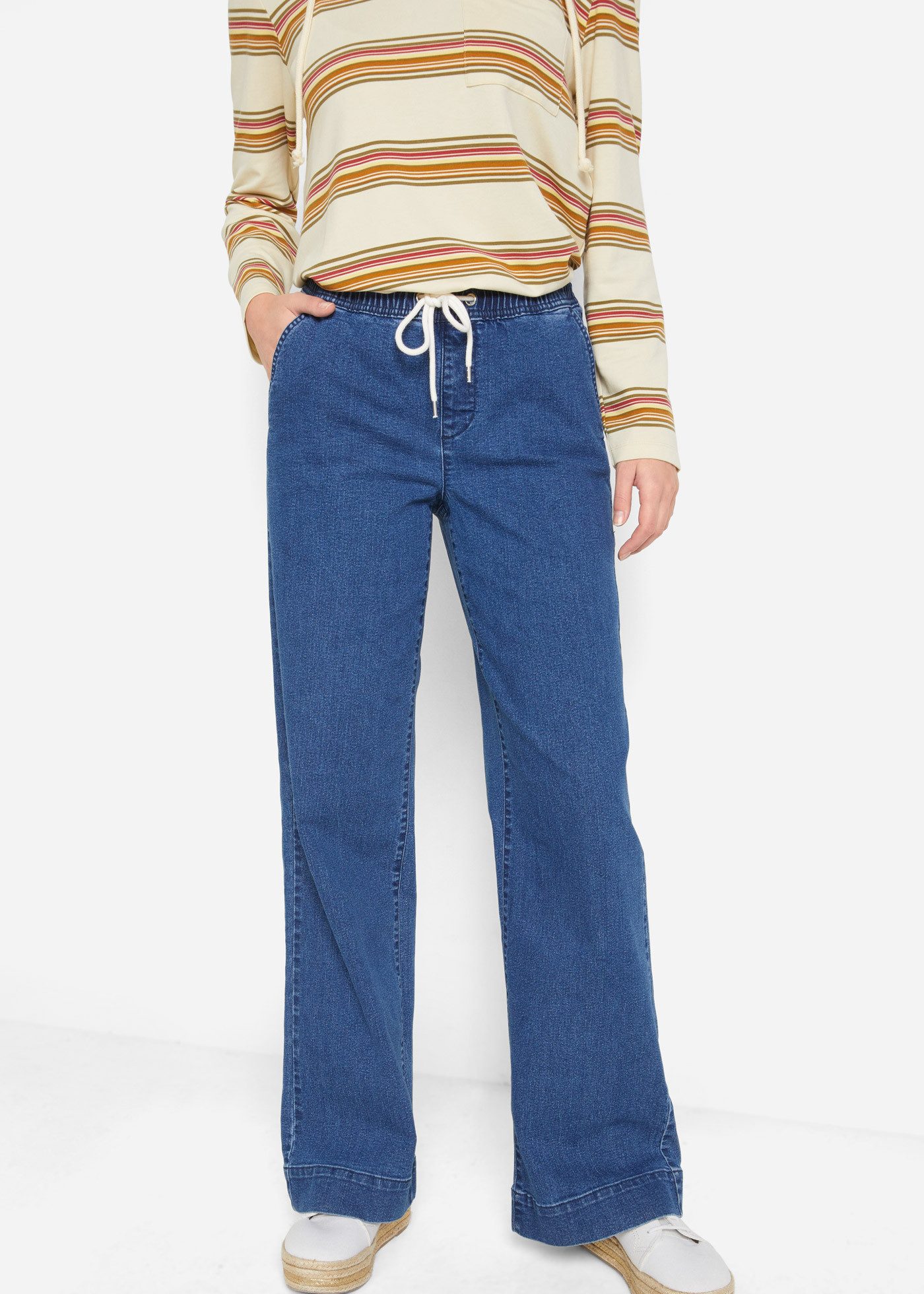 bonprix Weite Jeans Loose Fit Passform, mit elastischem Bund und Tunnelzug günstig online kaufen