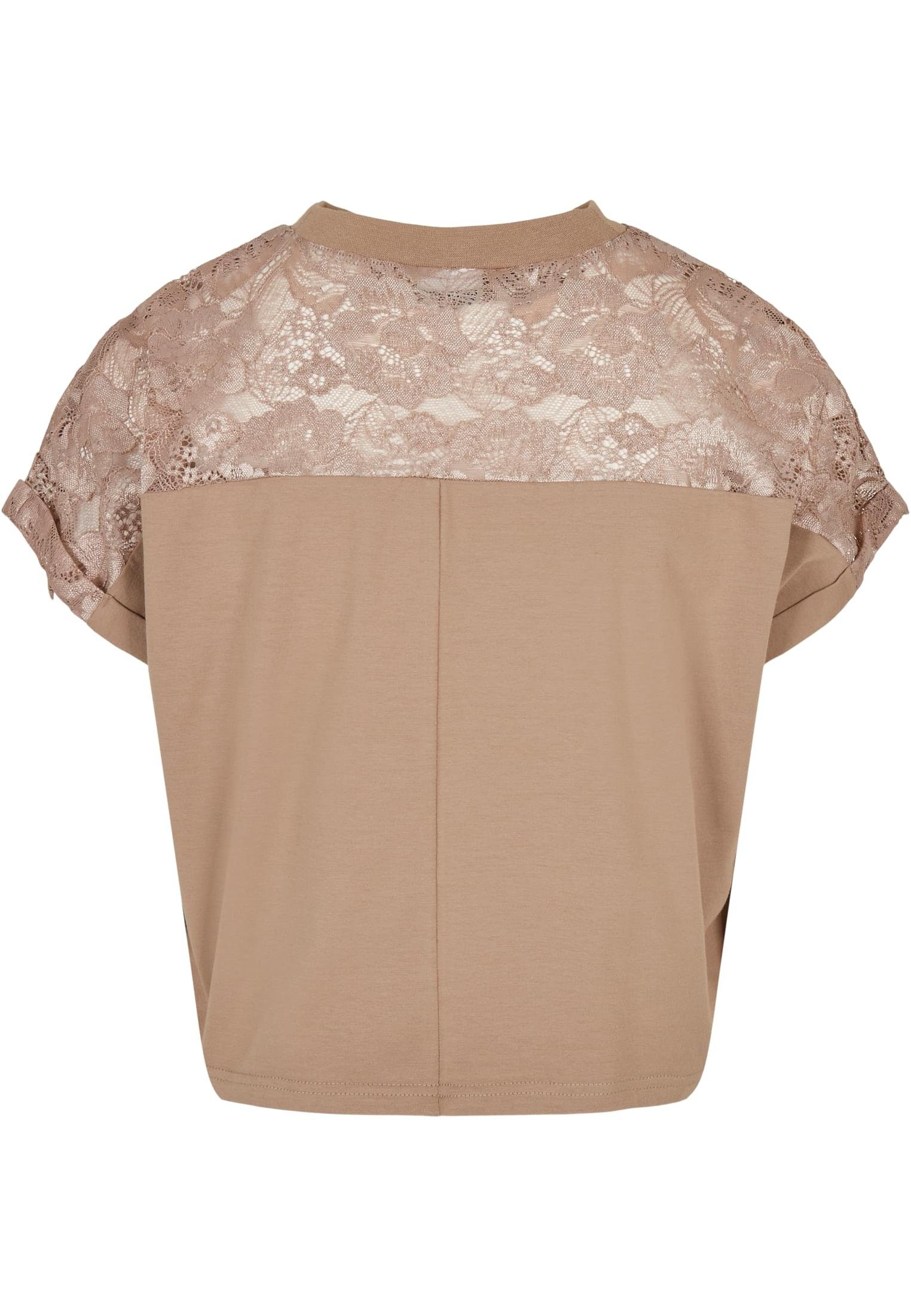 CLASSICS URBAN Lace (1-tlg) Tee Ladies softtaupe Kurzarmshirt Damen Oversized