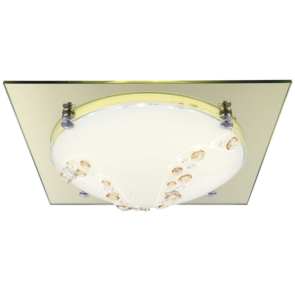 GLOBO LIGHTING LED Wandleuchte, LED-Leuchtmittel fest verbaut, Neutralweiß, LED Deckenlampe Deckenleuchte Glas Kristalle Chrom Gold L 31,5
