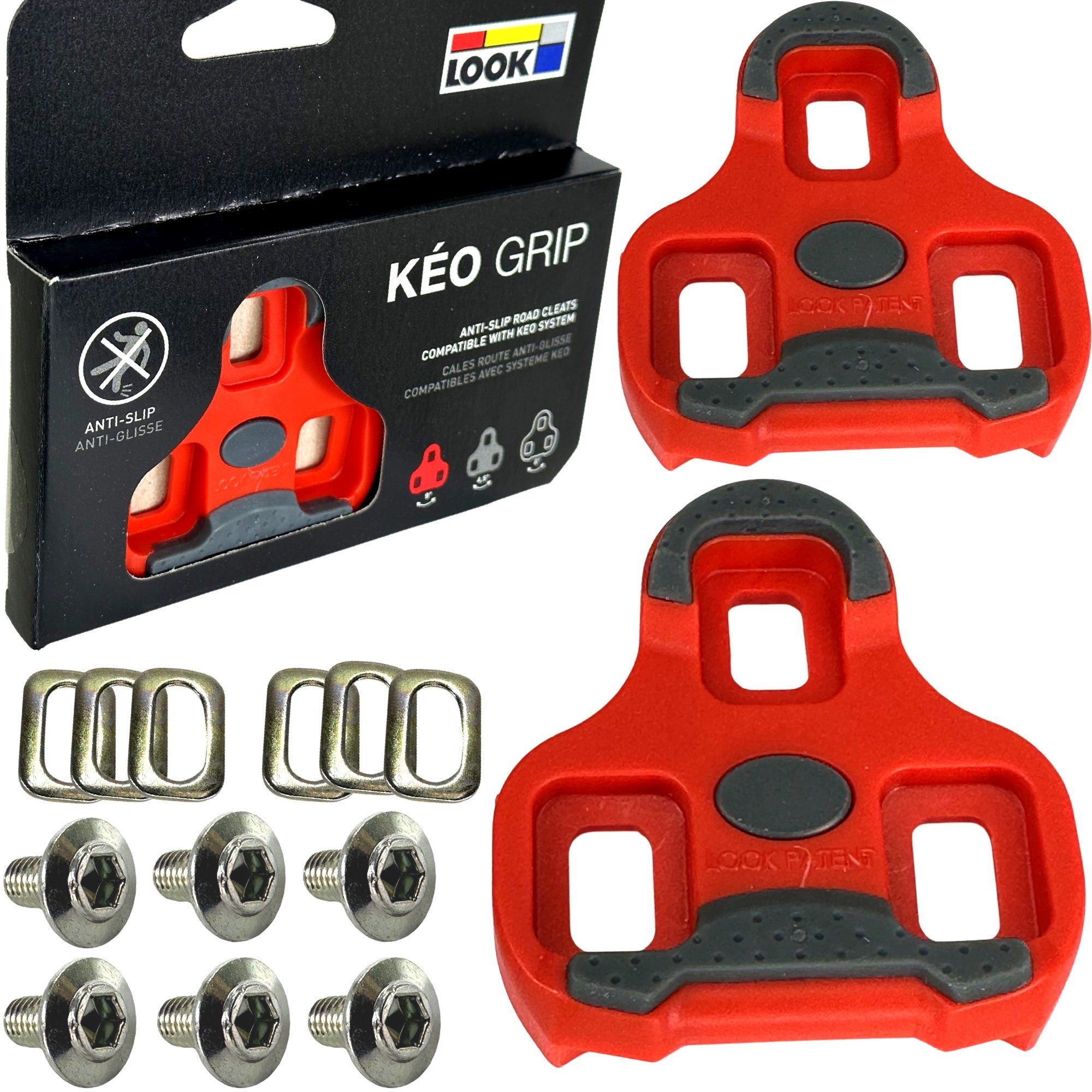Look Fahrradkurbel Look Kéo Grip Fahrrad Pedal Schuhe Cleats Pedalplatten (Paar) rot