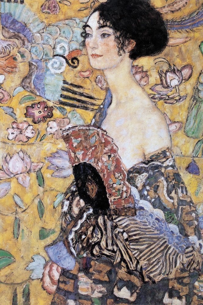 Poster Gustav Klimt Kunstdruck Bild - Dame Mit Fächer, 1917-18 (120 x 80 cm)
