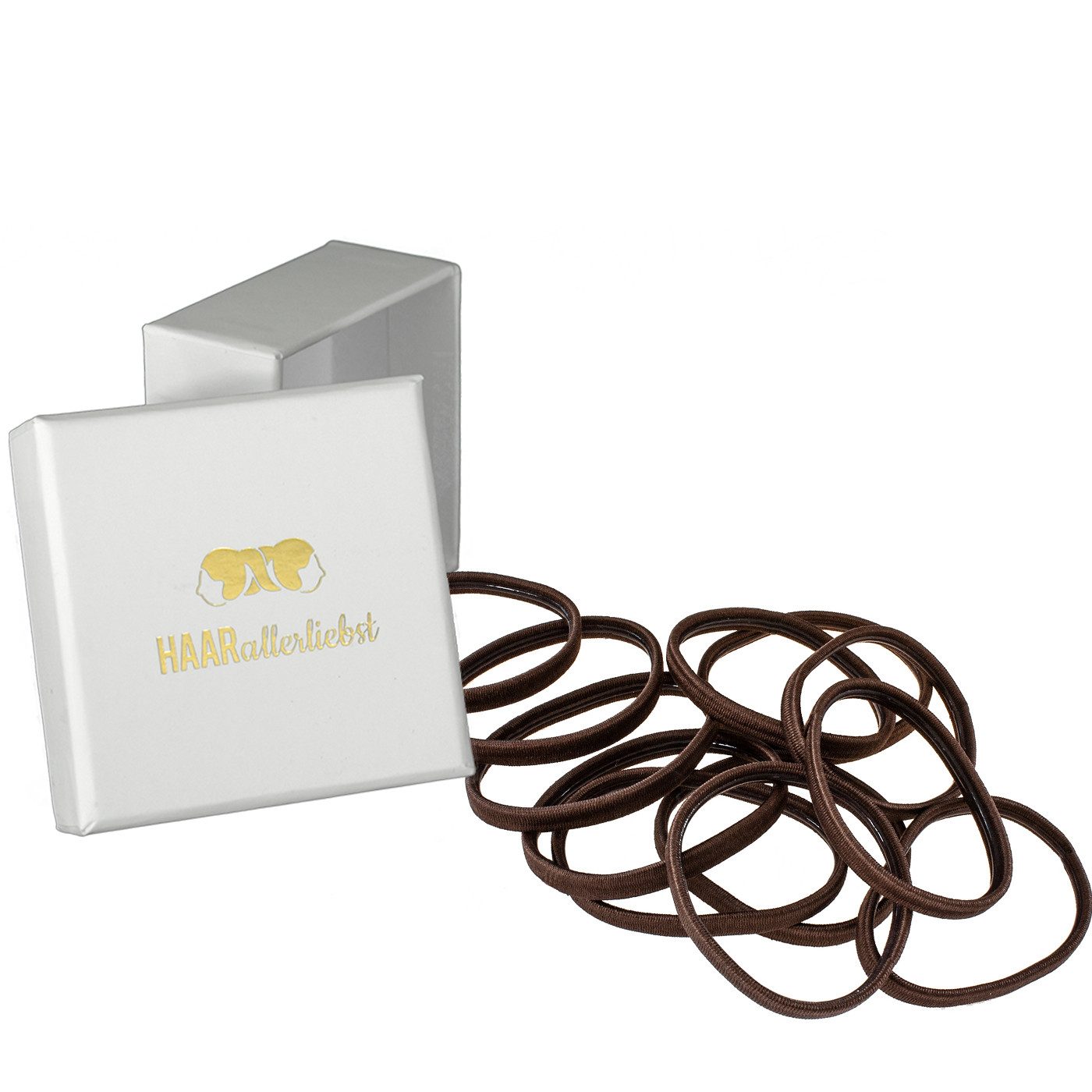 HAARallerliebst Haargummi mit Gummihaftung, Spar-Set, 12-tlg., Farbe Braun, 5cm Durchmesser