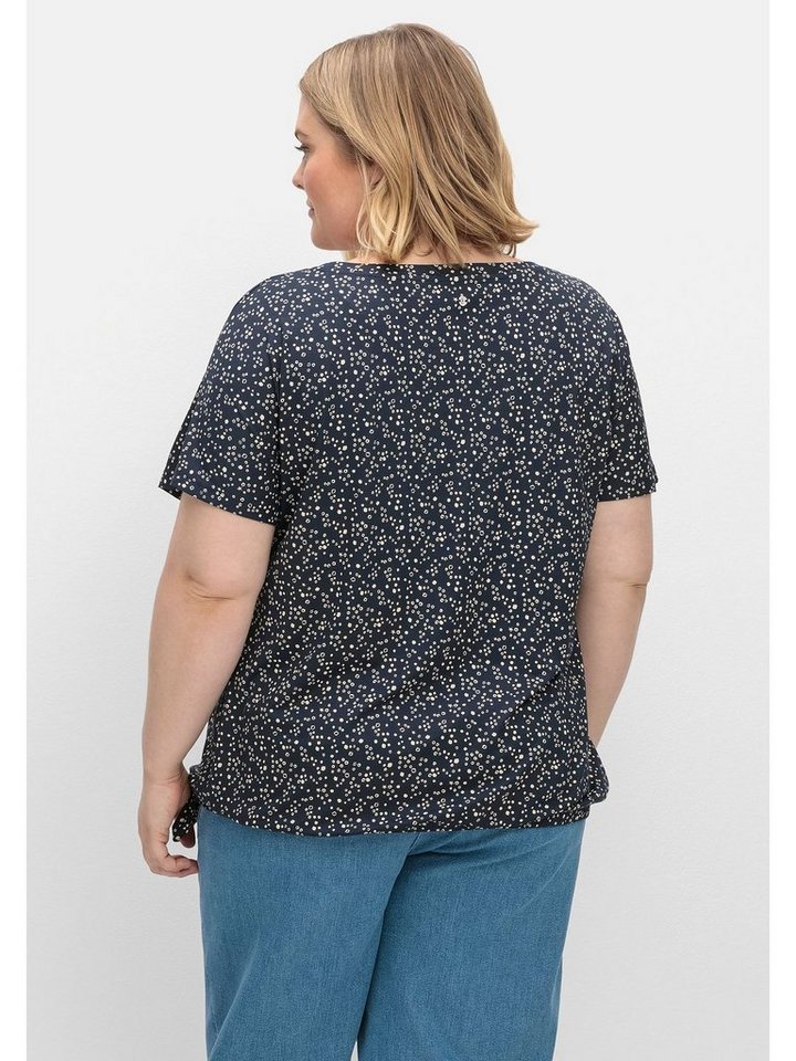 Sheego T-Shirt Große Größen mit Gummizugbund und Knotendetail