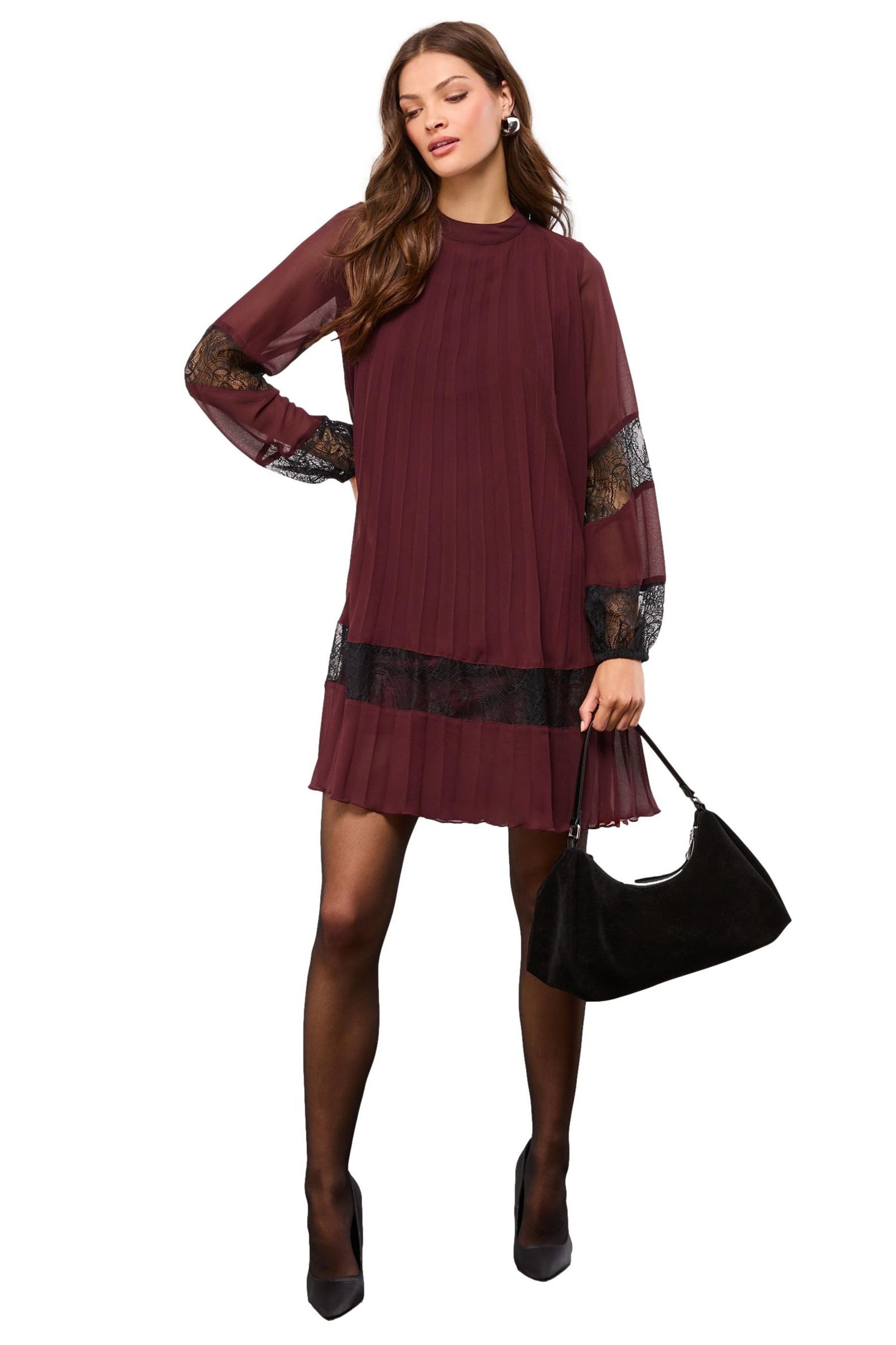 LIPSY Plisseekleid Lipsy Minikleid mit Falten und Spitze (1-tlg) günstig online kaufen
