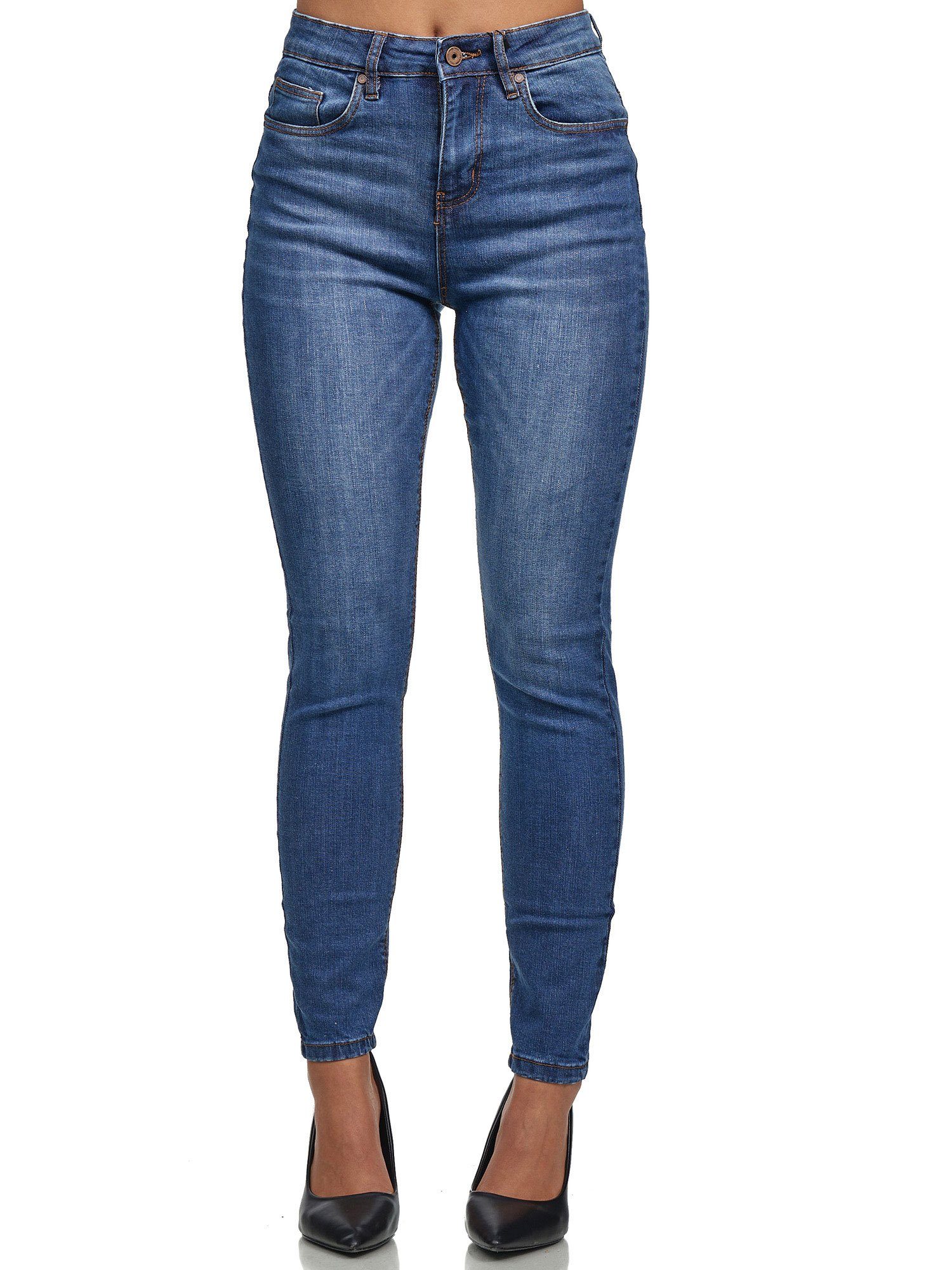 Tazzio High-waist-Jeans F101 Damen Skinny Fit Jeanshose blau