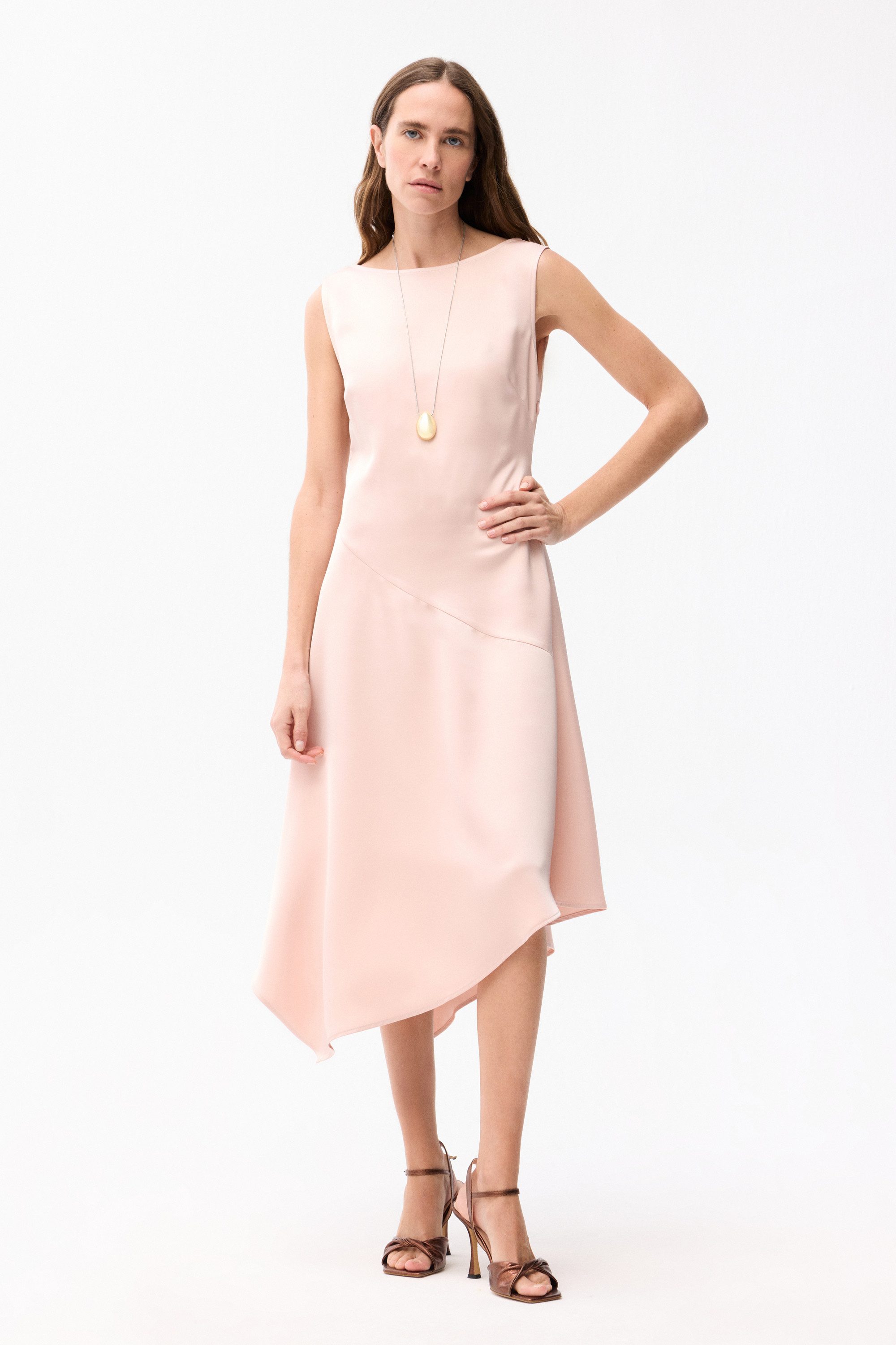 adL Midikleid Ärmelloses asymmetrisches Kleid mit Schlitzdetail