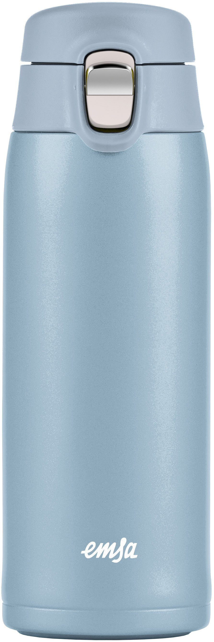 Emsa Thermobecher Travel Mug Light, leicht, Edelstahl, Edelstahl, Kunststoff, kalt dicht, 100% 0,4L, heiß/16h Klappverschluss, 8h