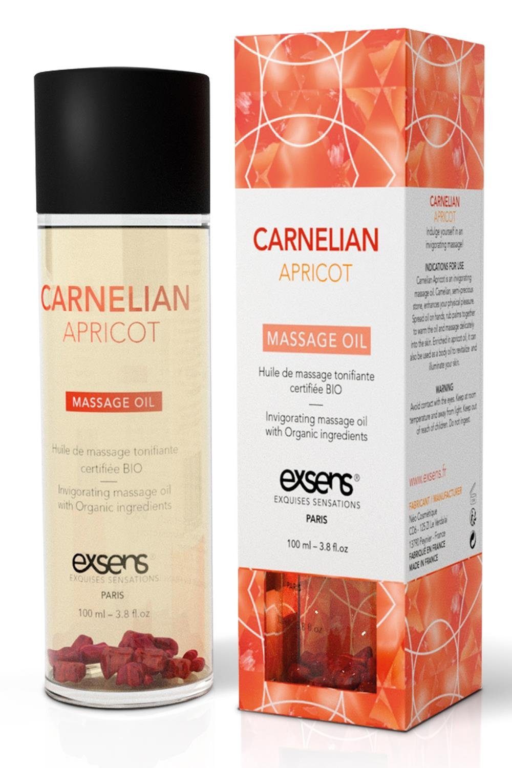 100ml, Oil Exsens & leicht Fließt Massage Apricot Carnelian Organic der Exsens auf Massageöl Gleit- Haut