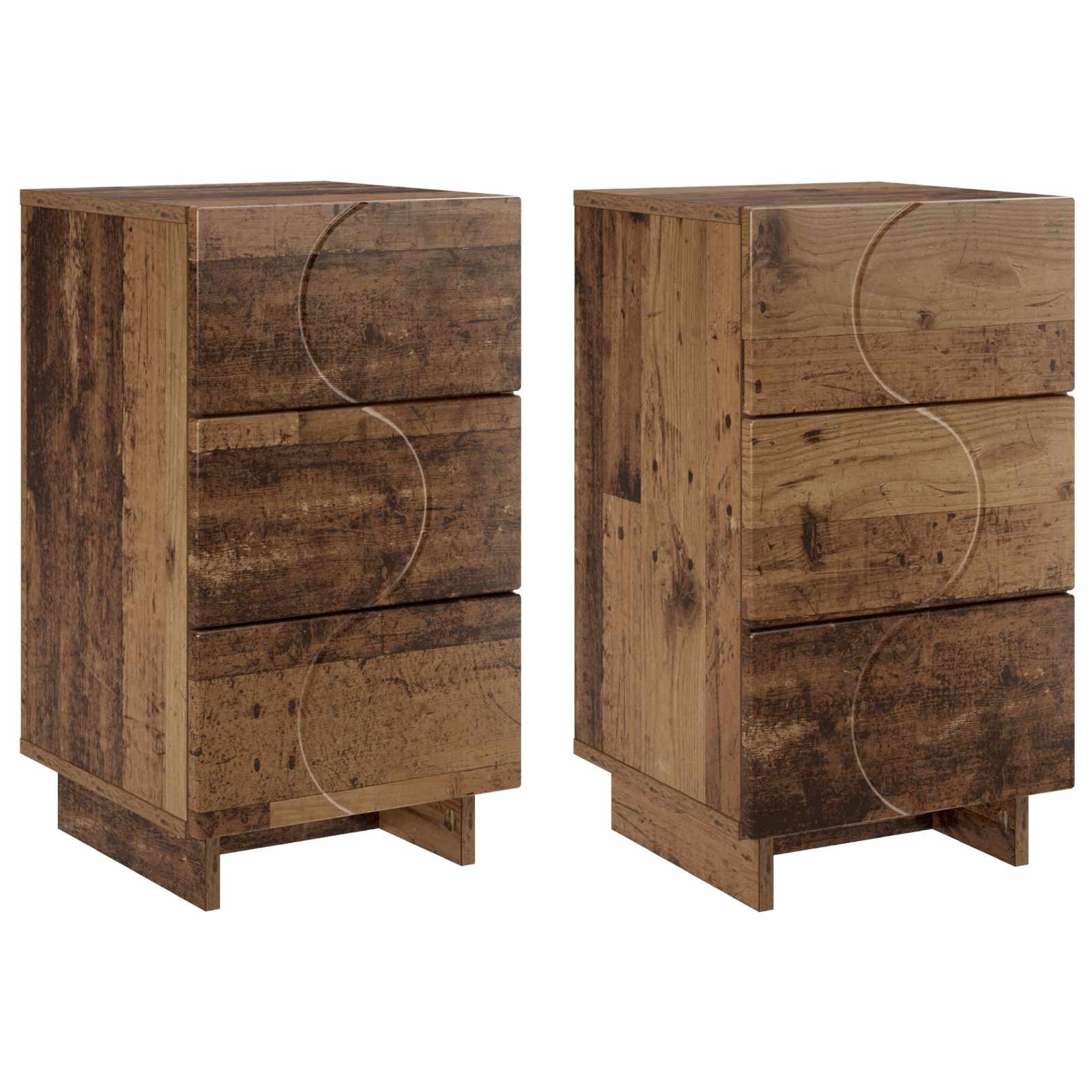 vidaXL Nachttisch Nachttisch 2 pcs Altholz 33,5 x 34,5 x 60 cm Holzwerkstoff (2-St)