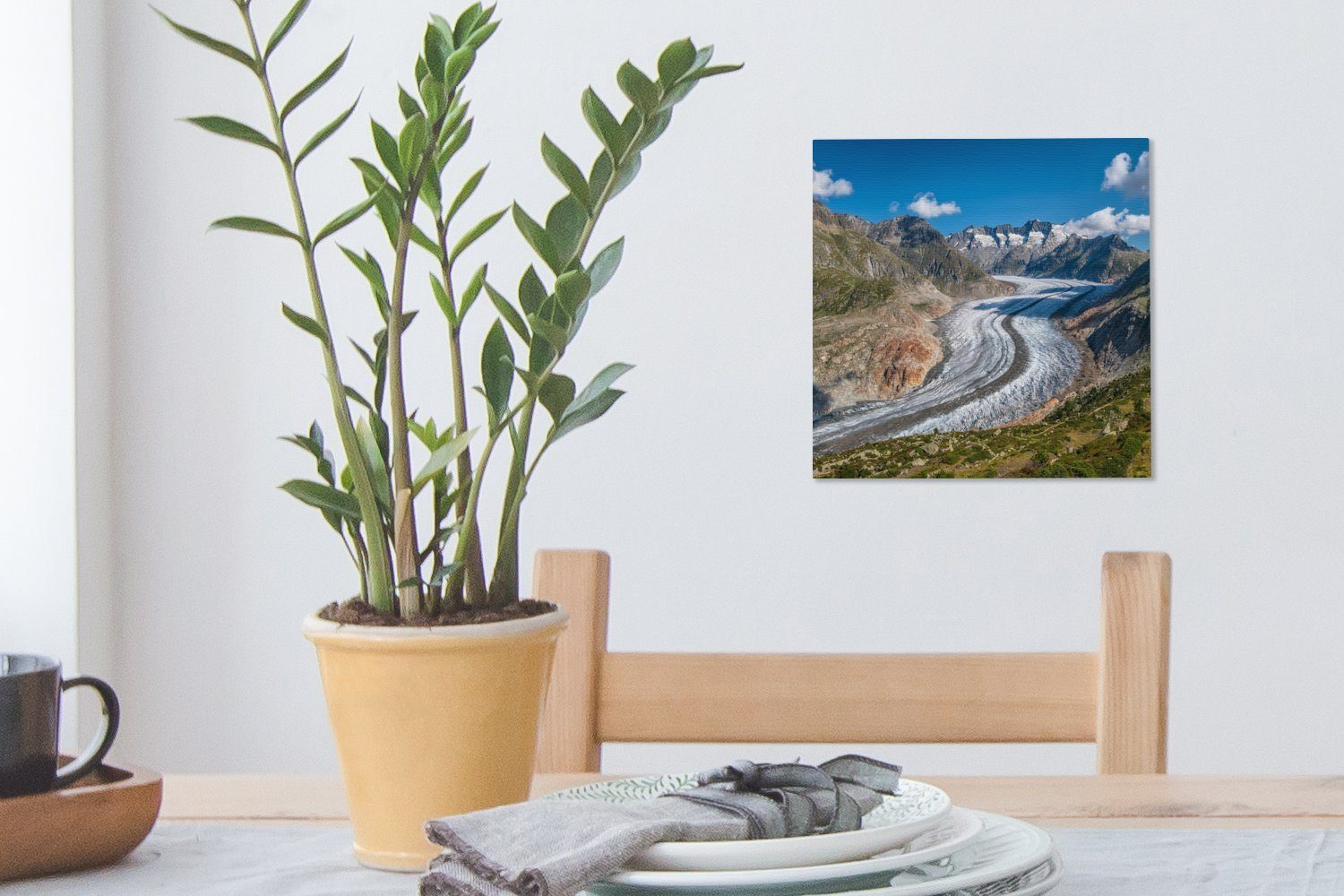 Schweizer Wohnzimmer St), Der Schlafzimmer Leinwand in für OneMillionCanvasses® Alpen, Bilder (1 den Leinwandbild Aletschgletscher