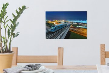 OneMillionCanvasses® Leinwandbild Ein Zug, der eine Eisenbahnbrücke überquert, (1 St), Wandbild Leinwandbilder, Aufhängefertig, Wanddeko, 30x20 cm
