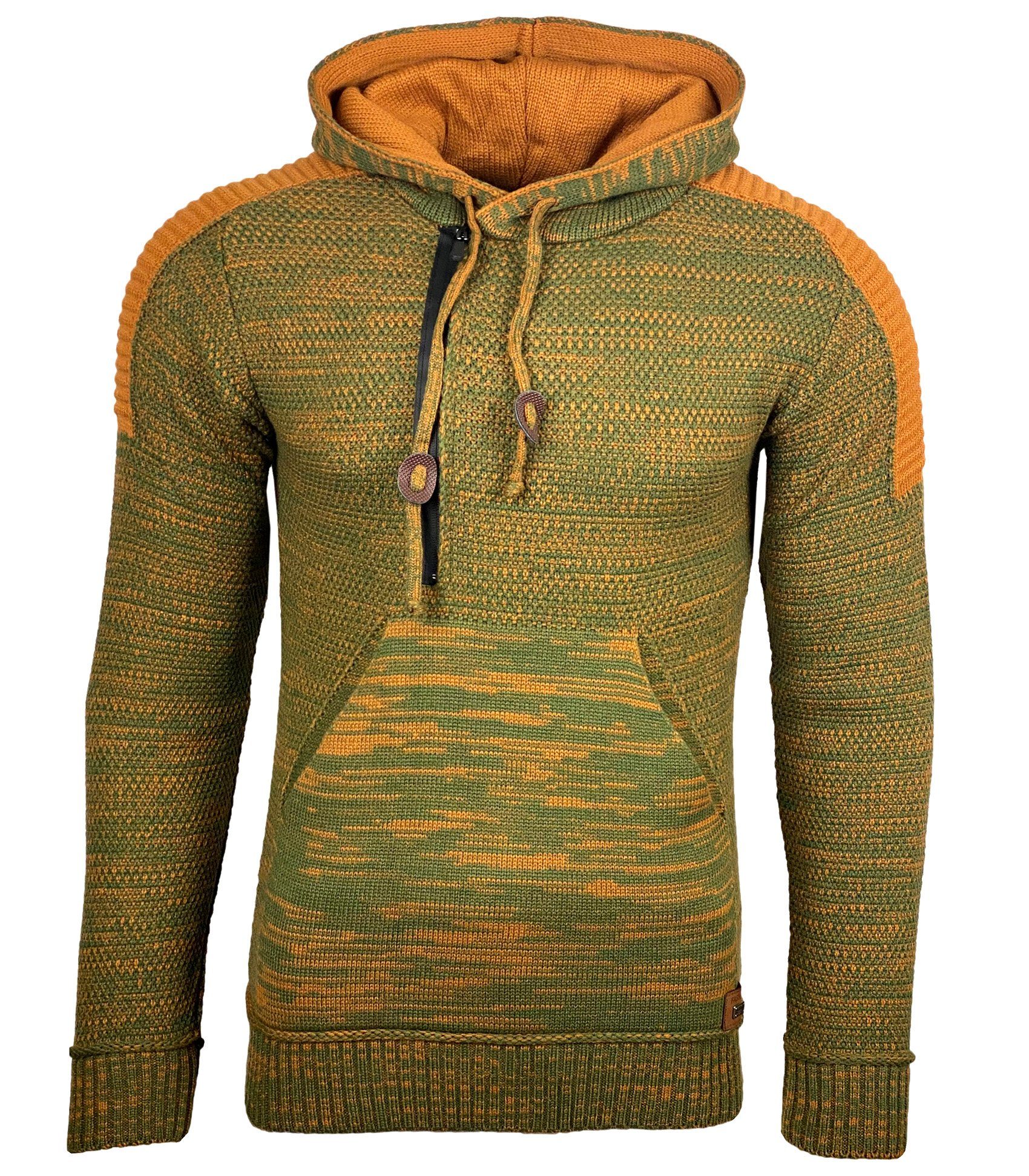 Baxboy Strickpullover Baxboy Herren Strick Pullover Kapuzenpullover Reißverschluss B_290