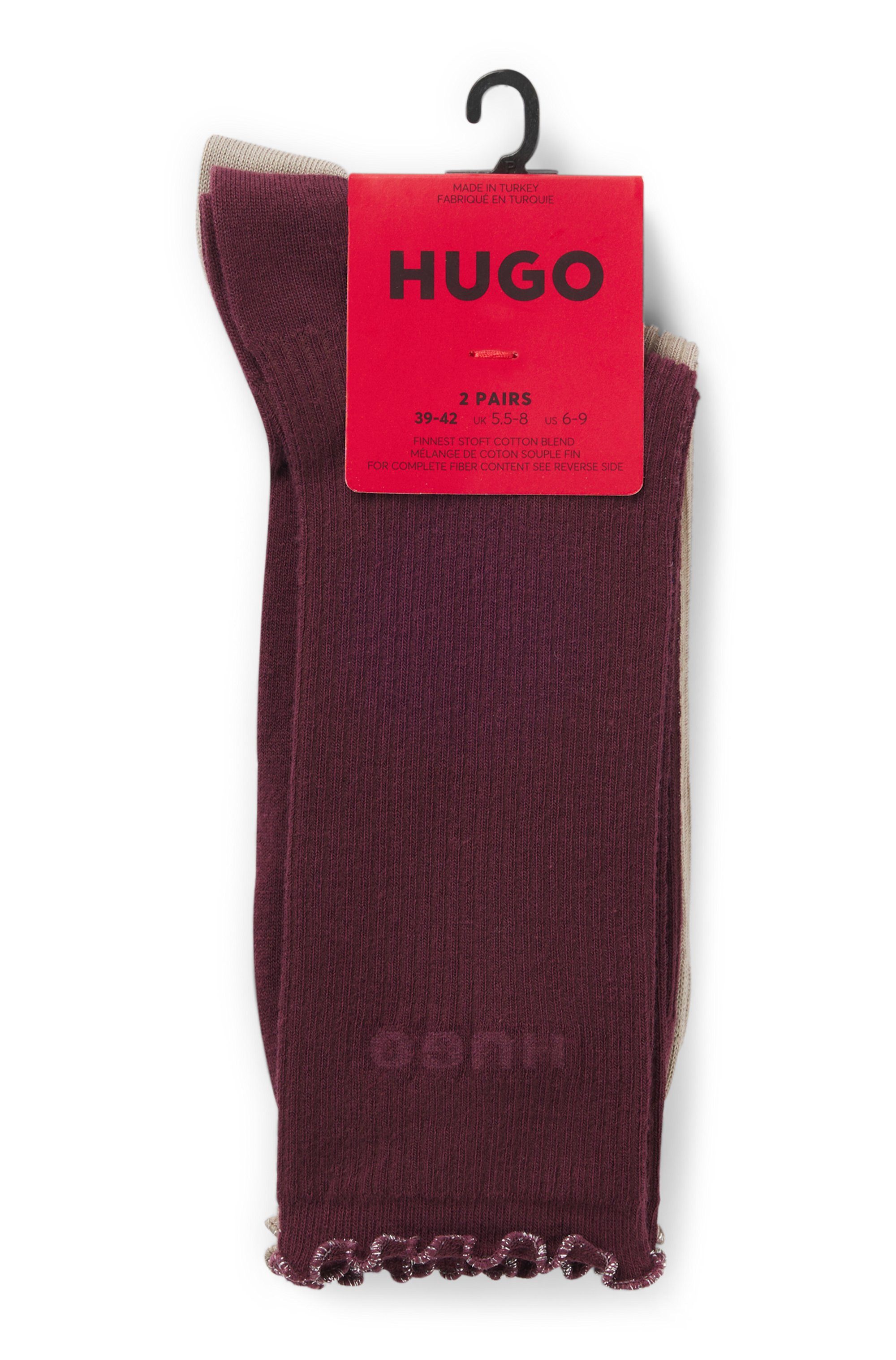 HUGO Basicsocken 2P RS LETTUCE CC W (2-Paar) Bund leicht gekräuselt günstig online kaufen