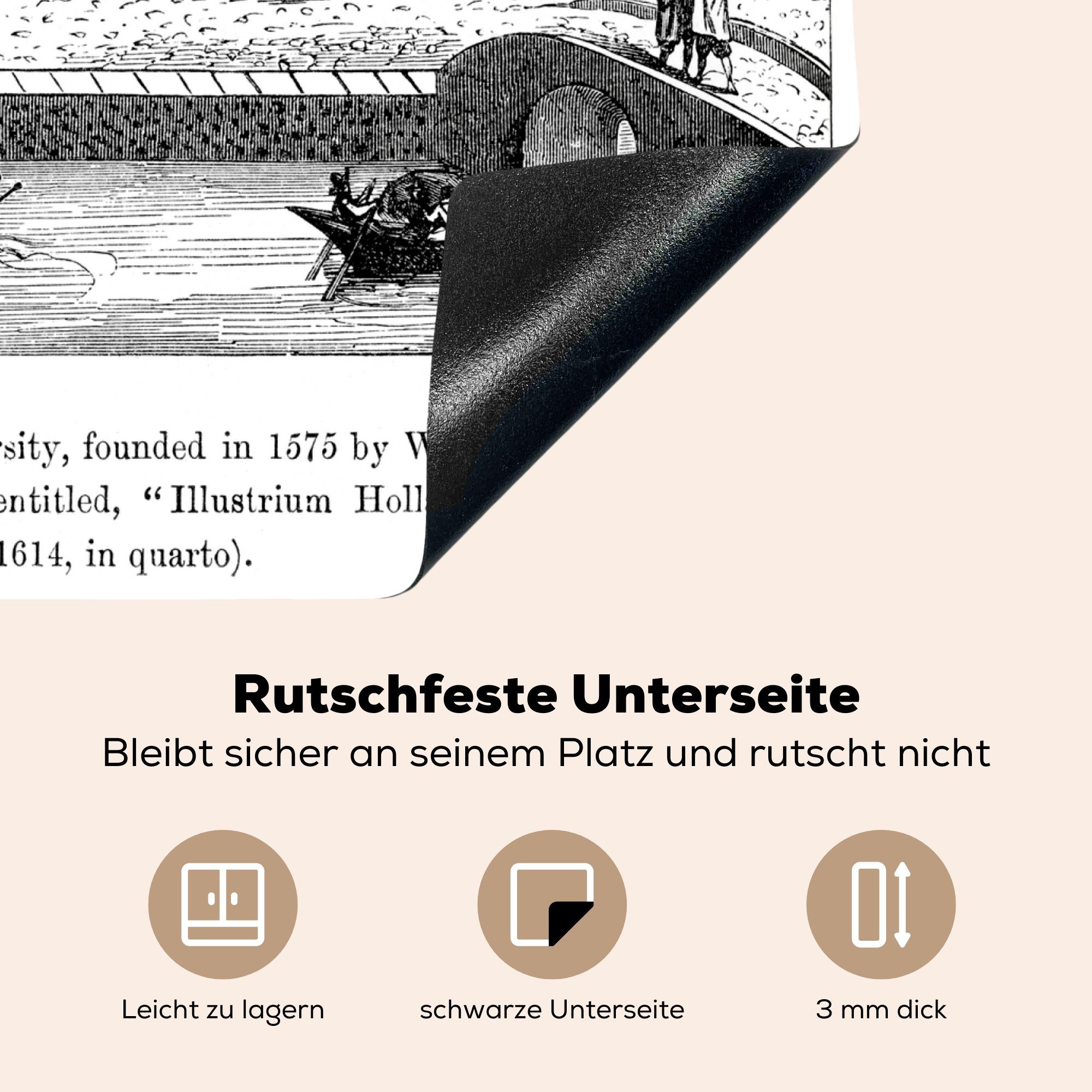 (1 Universität Vinyl, MuchoWow Herdblende-/Abdeckplatte Mobile Leiden, der nutzbar, Arbeitsfläche cm, Eine tlg), 60x52 Ceranfeldabdeckung Illustration