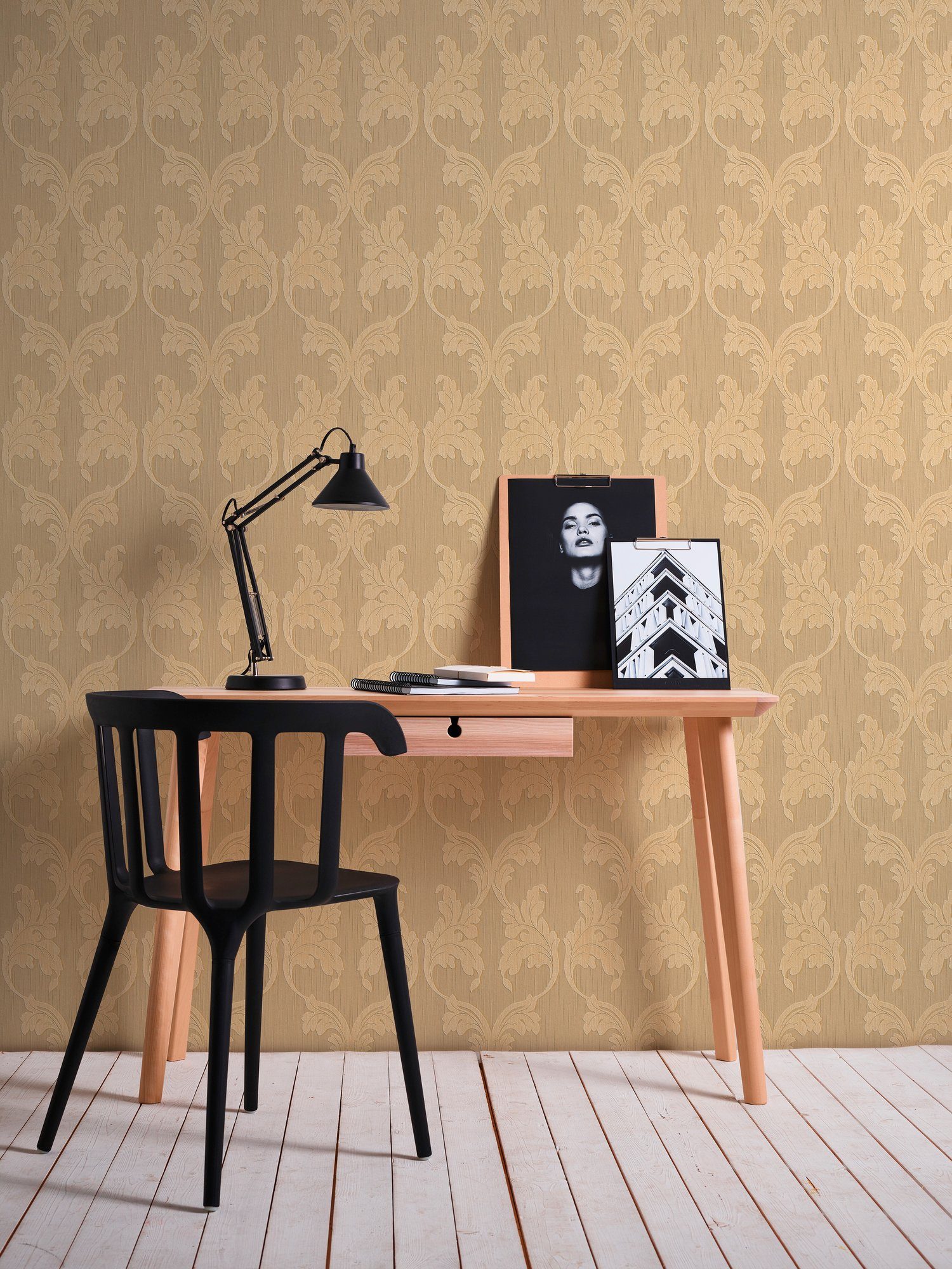 Création samtig, A.S. Paper floral, Tapete Architects Tessuto, orange/beige Textiltapete Barock Barock,
