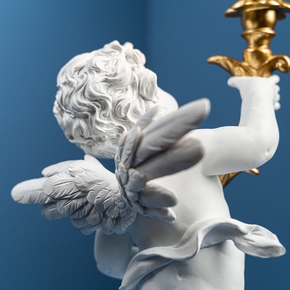 Werner Voß Tischleuchte Lampe Leuchter Engel Putte weiß gold barock shabby Deko, ohne Leuchtmittel