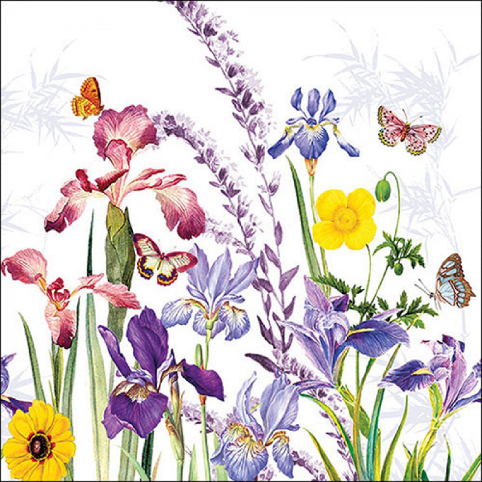 Ambiente Luxury Paper Products Papierserviette, Servietten Papier 33x33cm 3-lag. mit Blumen & Schmetterlingen 20 Stück
