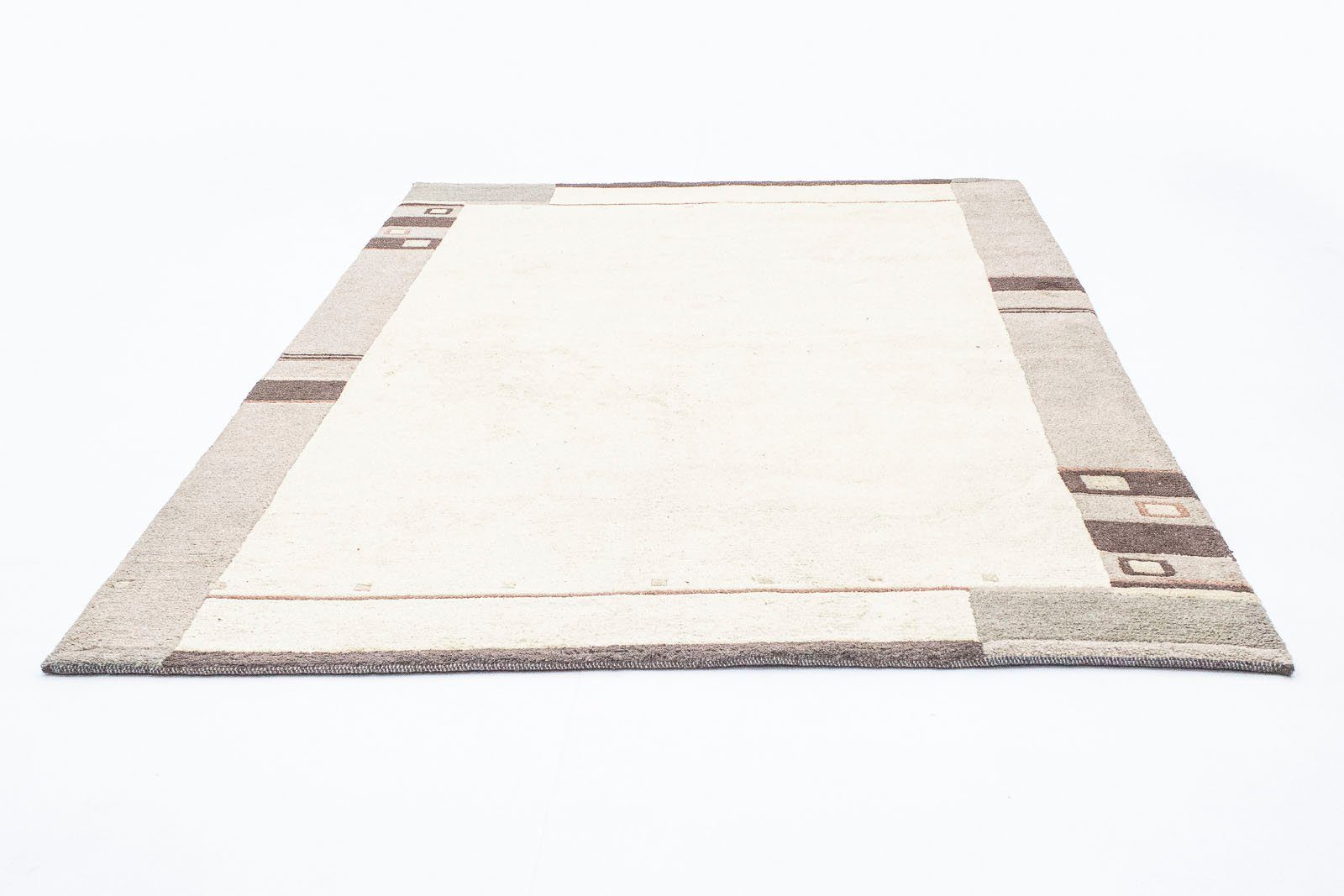 Wollteppich Nepal Teppich handgeknüpft beige, morgenland, rechteckig, Höhe:  15 mm, handgeknüpft, Hochwertig und aufwändig gefertigt | Kurzflor-Teppiche
